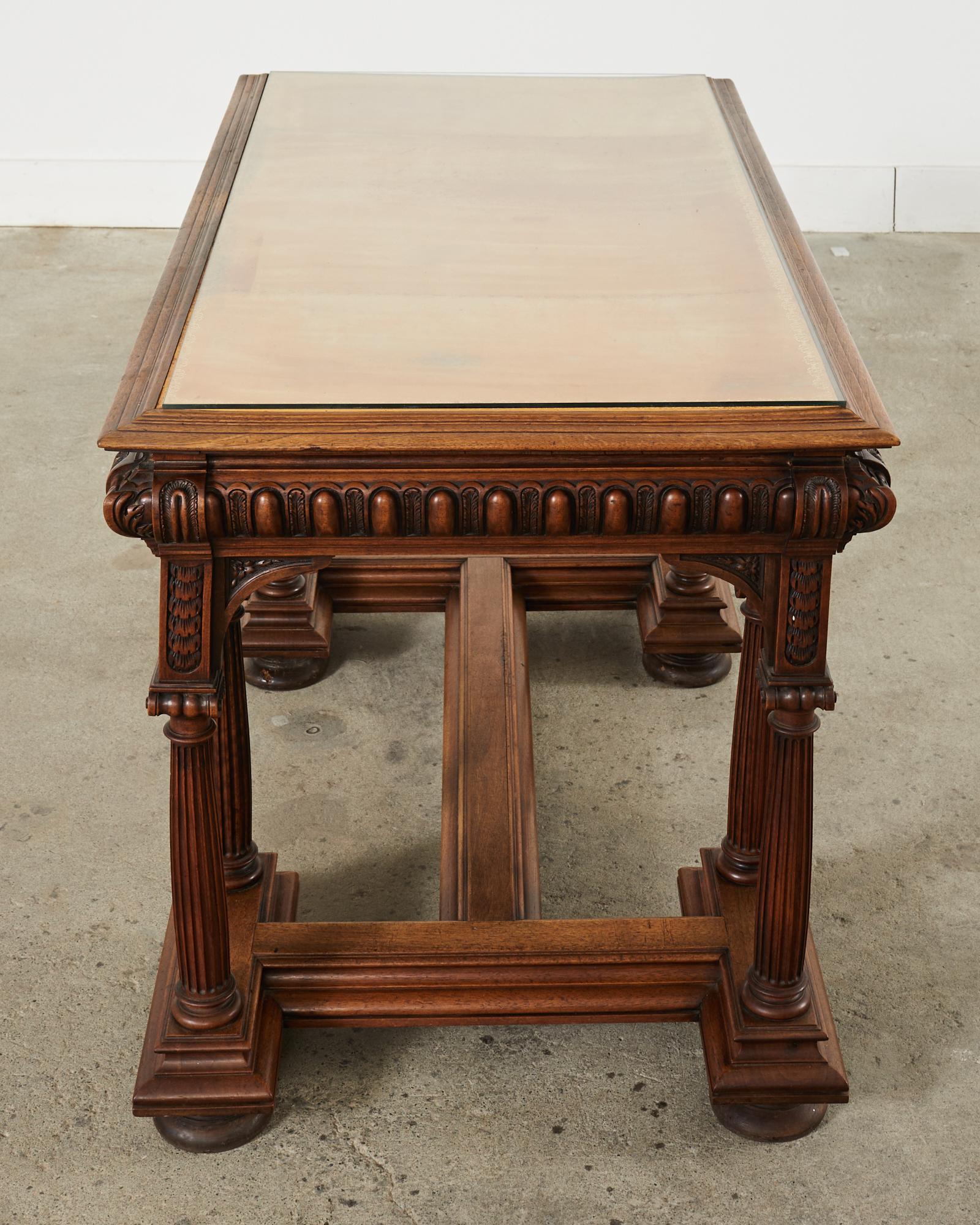 19th Century Neoclassical Style English Oak Library Table Desk  For Sale 4