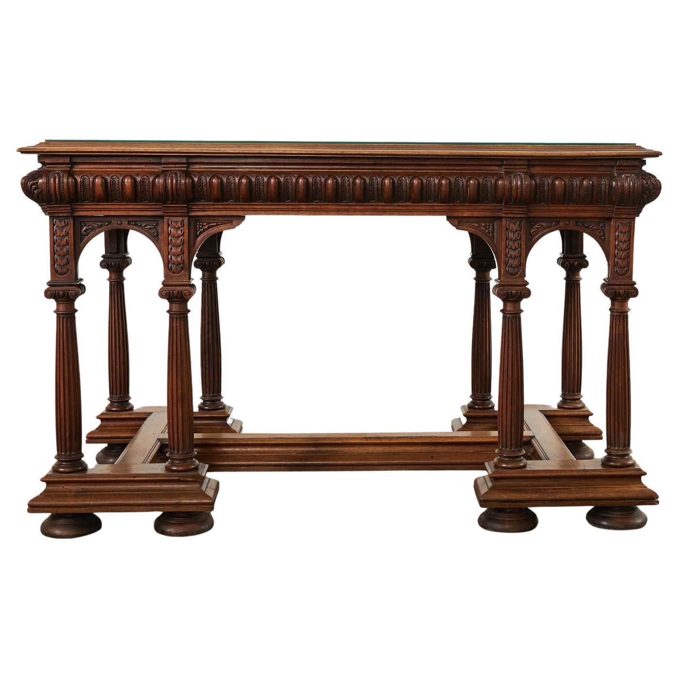19th Century Neoclassical Style English Oak Library Table Desk For Sale ...