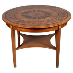 19th Century Neoclassical Style Fruitwood Center Table with Pen Work Decoration