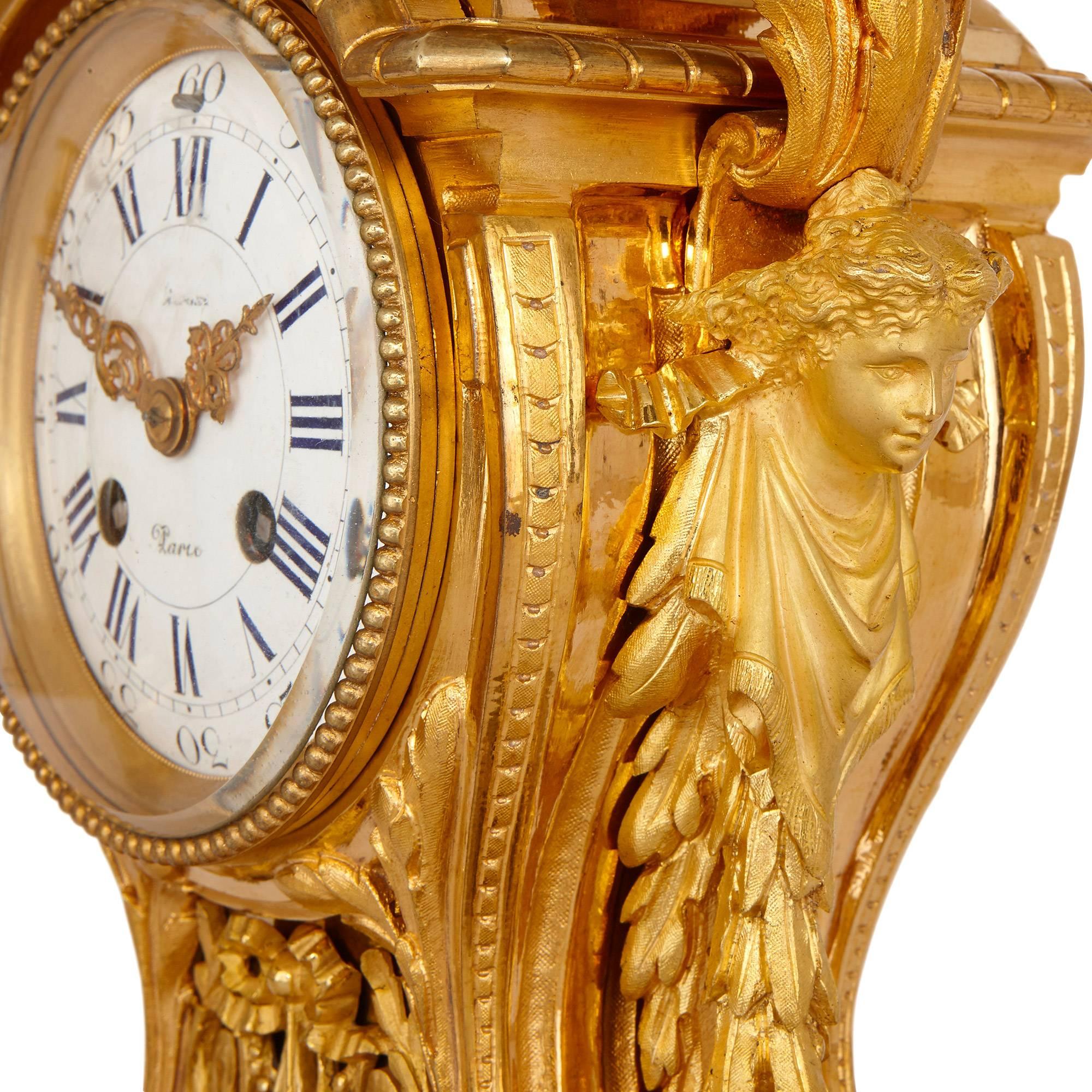 19th Century Neoclassical Style Gilt Bronze Clock Set by Picard 2