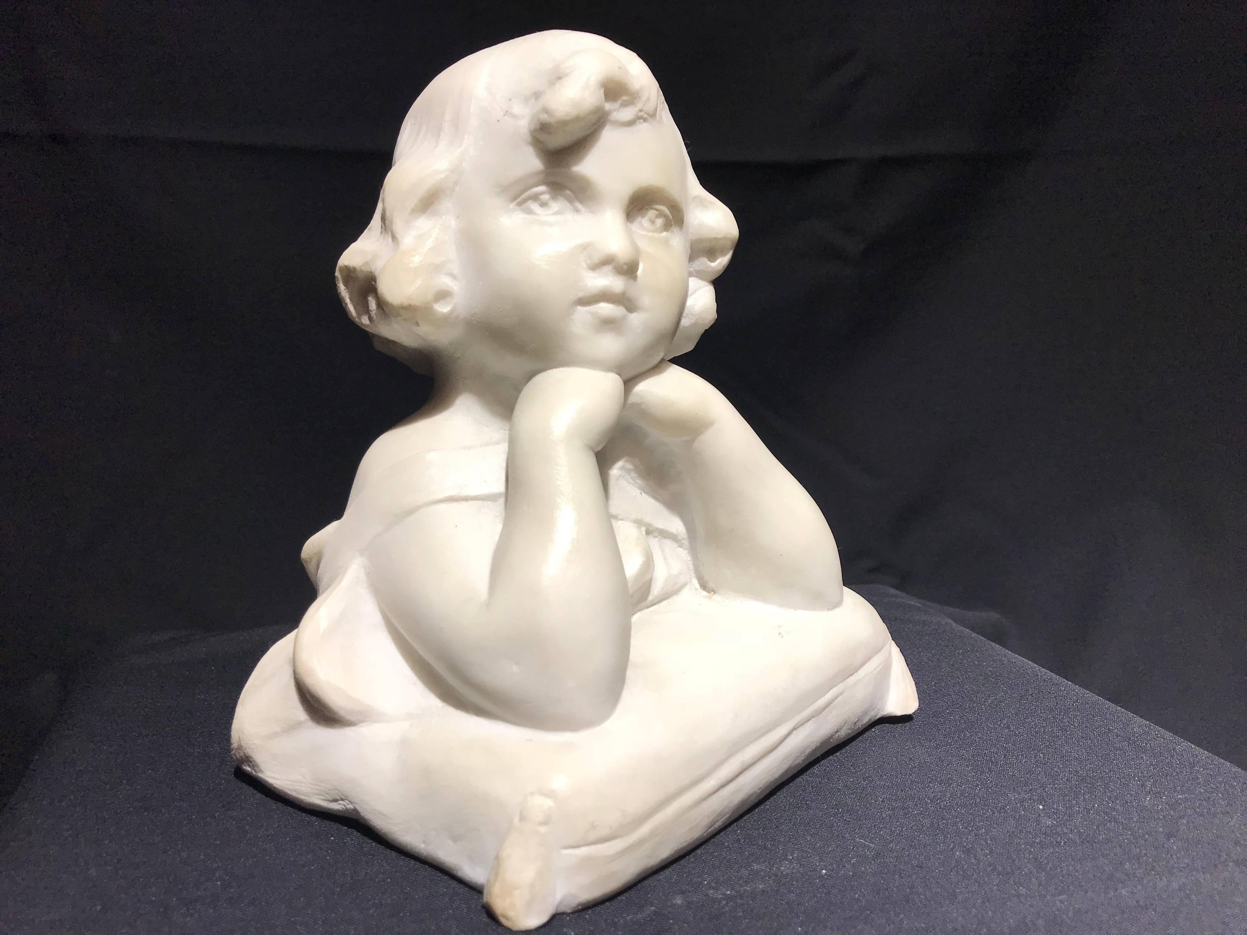 19th Century Neoclassical Style Italian White Marble Sculpture of Angel 12