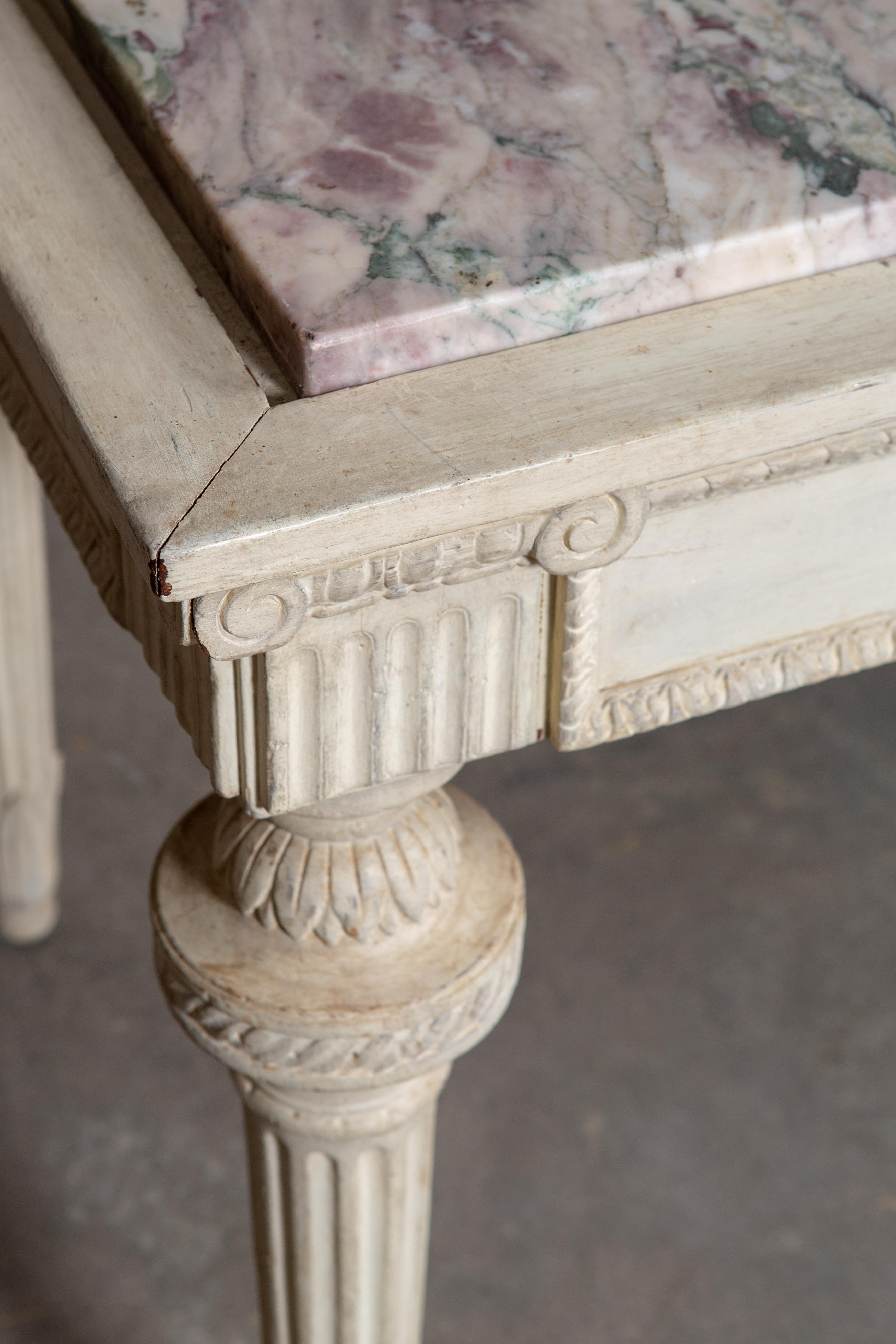 Wood 19th Century Neoclassical Style Marble-Top Table