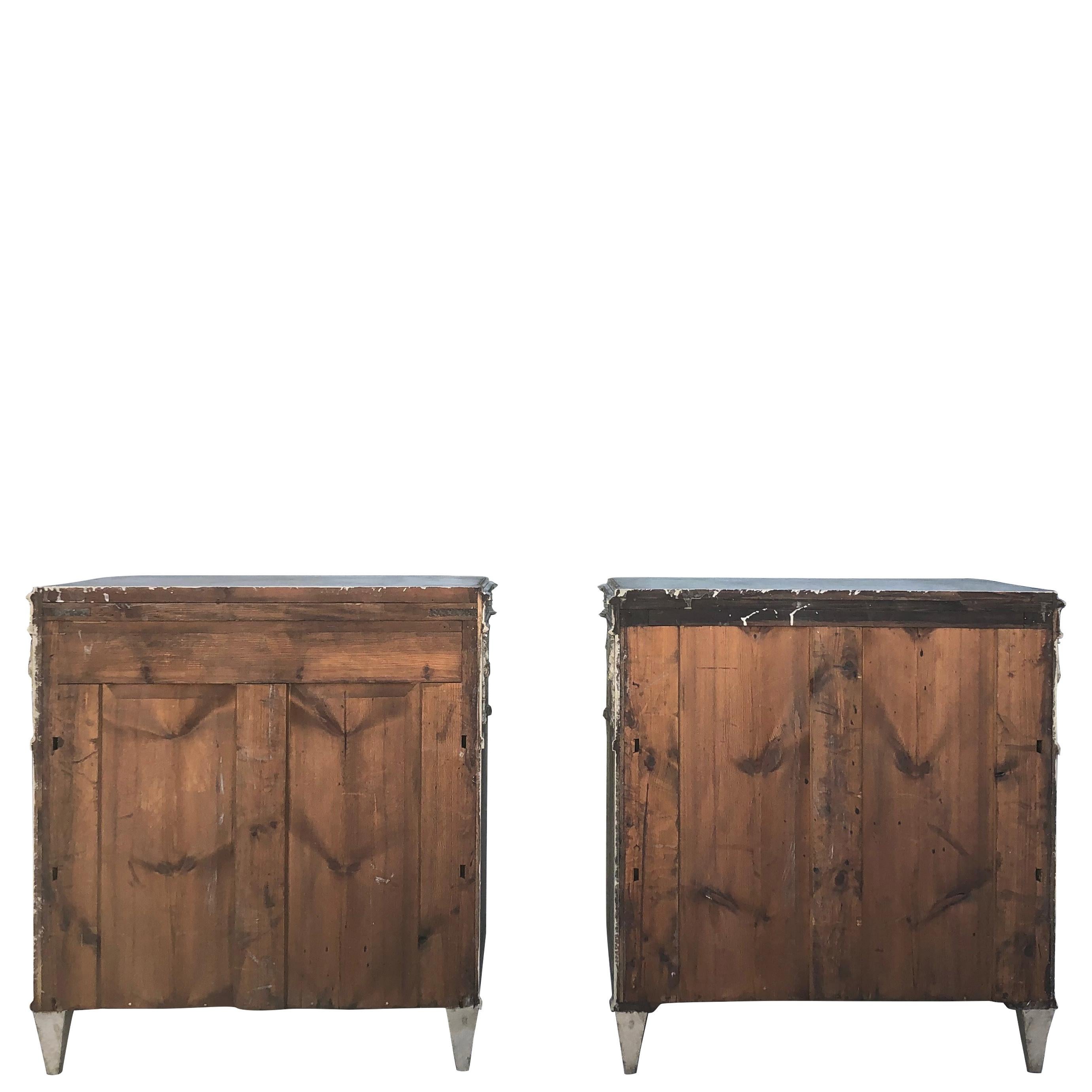Hand-Carved 19th Century Swedish Pair of Neoclassical Chests