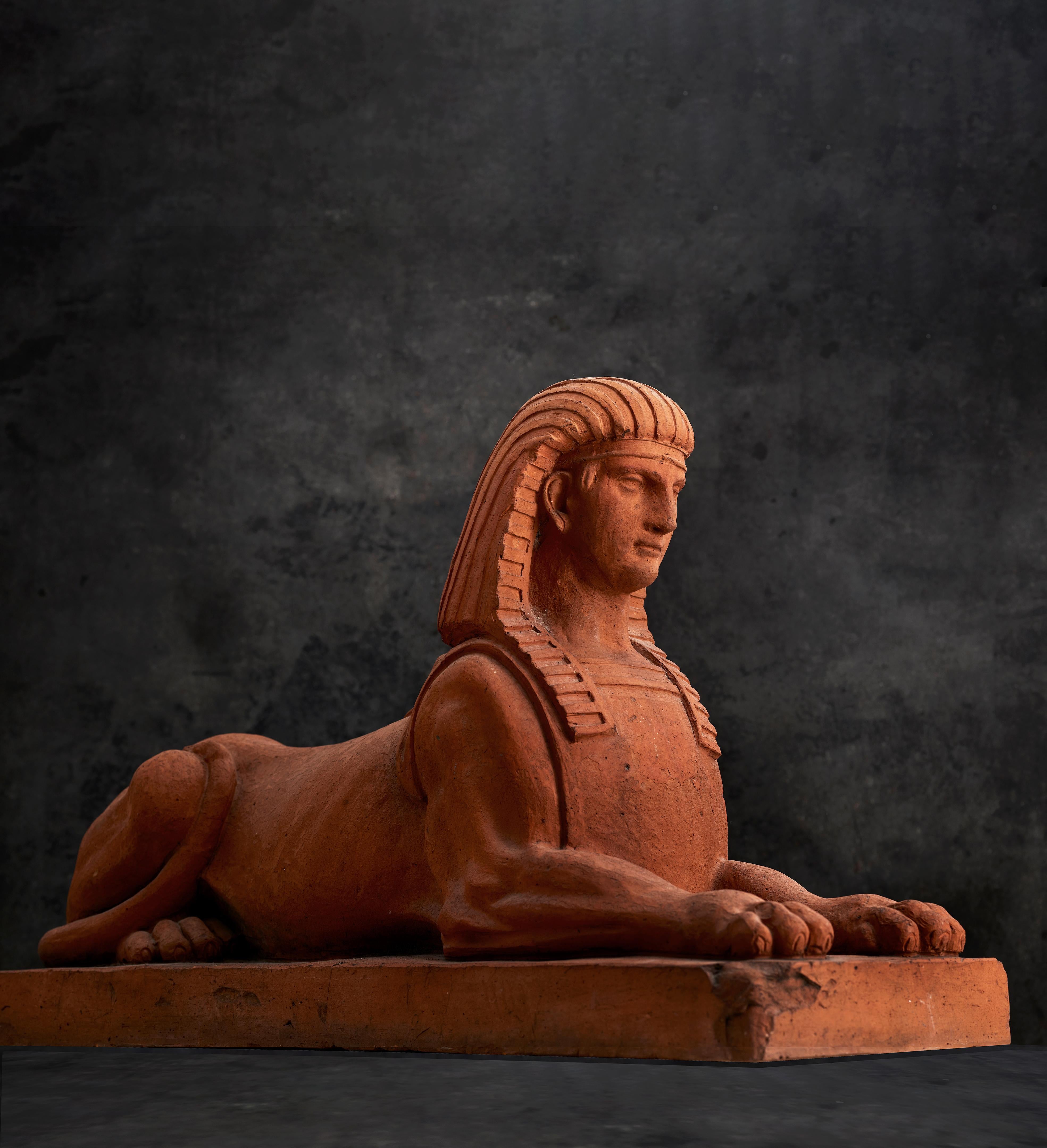 European 19th Century Neoclassical Terracotta Garden Sphinx