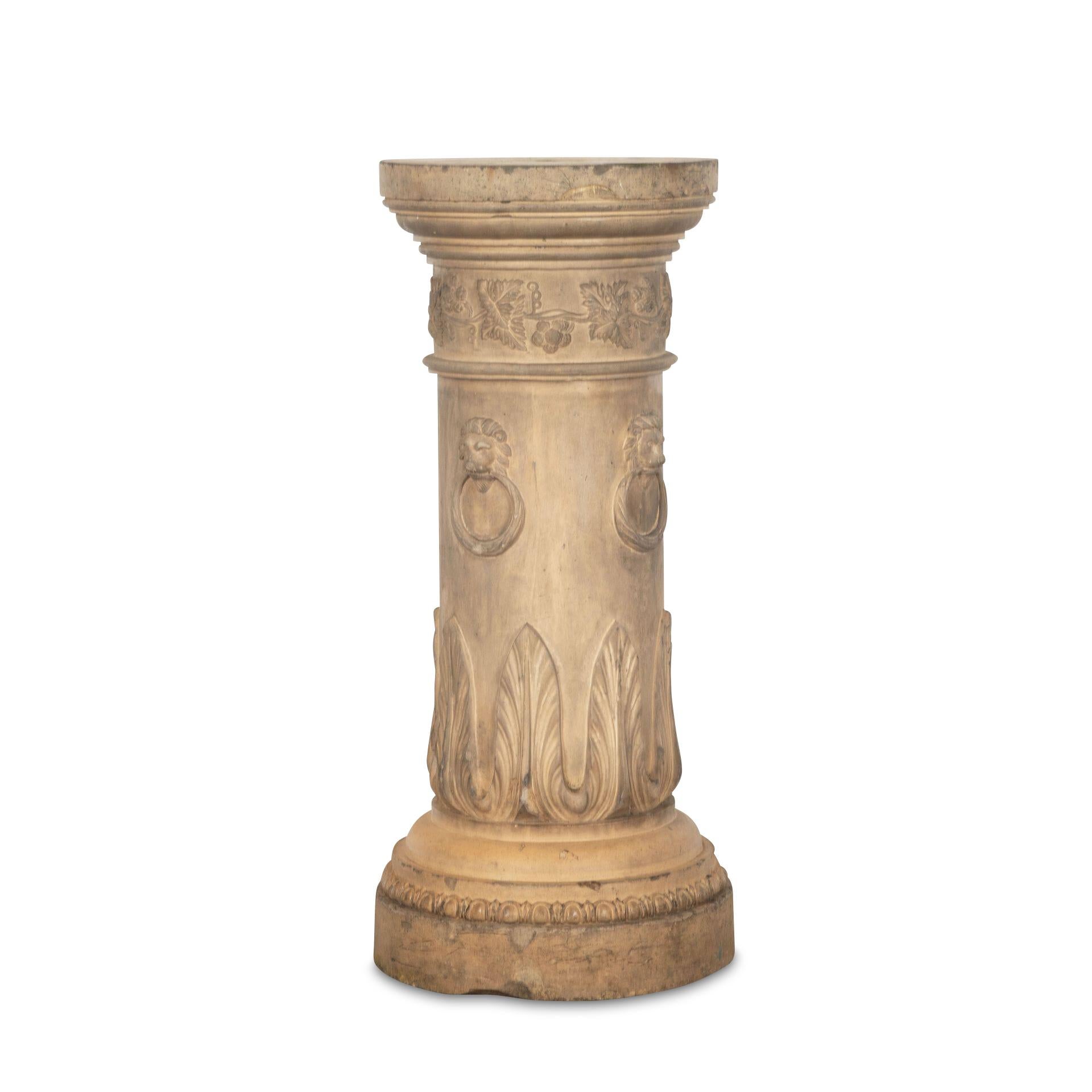 Cast 19th Century Neoclassical Terracotta Pedestal