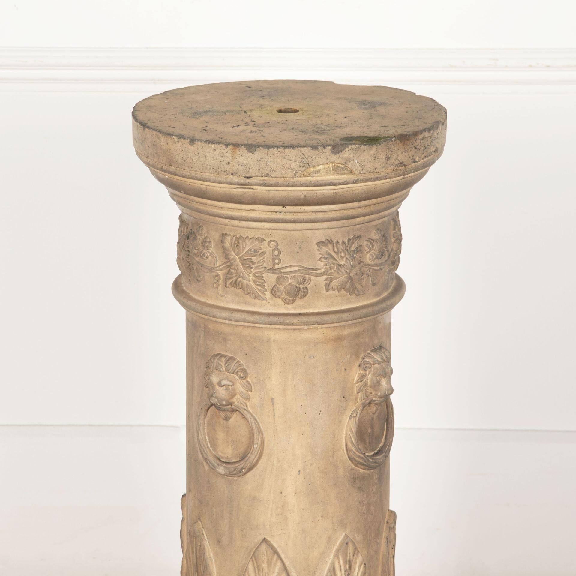 19th Century Neoclassical Terracotta Pedestal In Distressed Condition In Shipston-On-Stour, GB