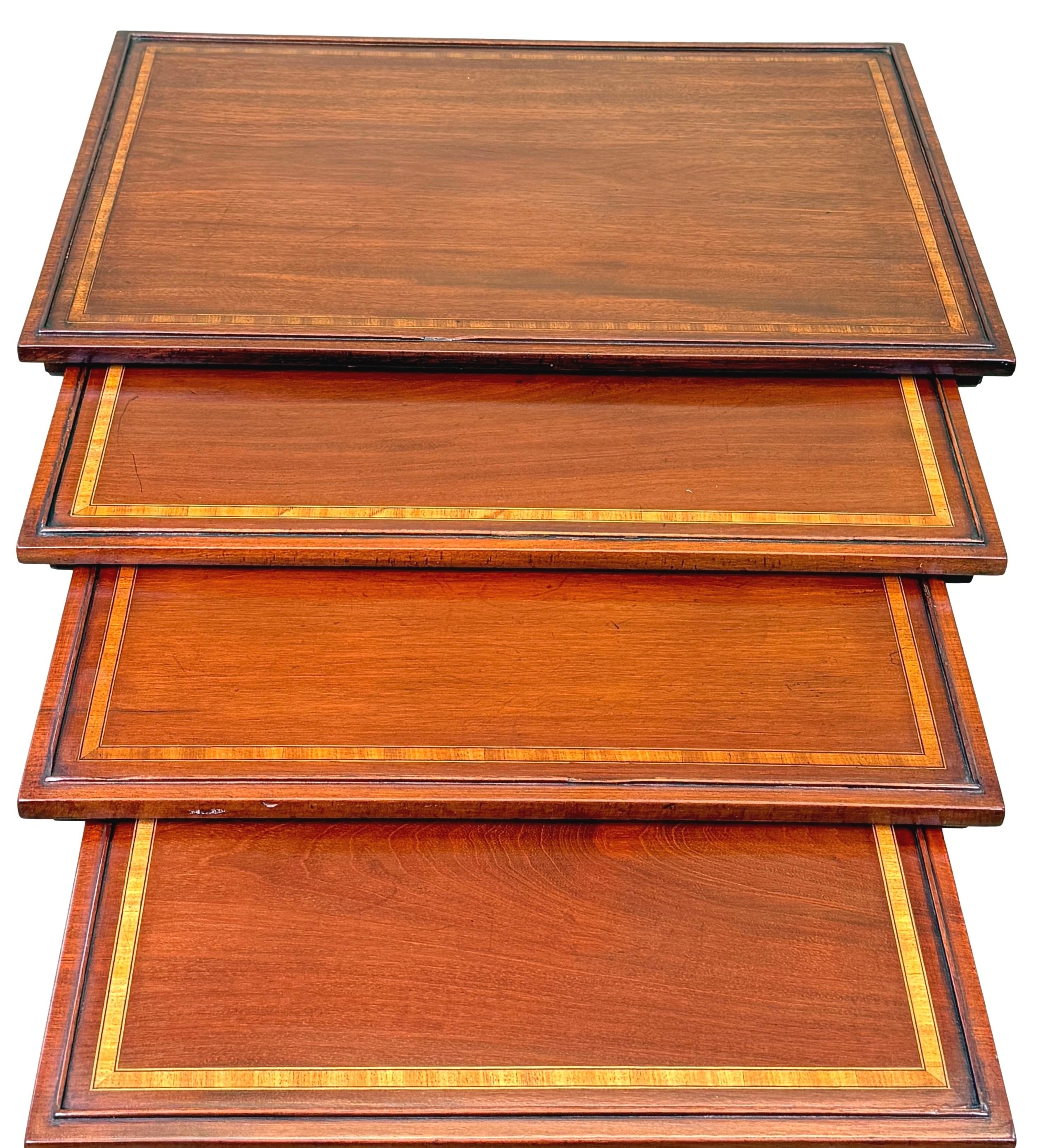 Edwardian 19th Century Nest Of Four Mahogany Coffee Tables
