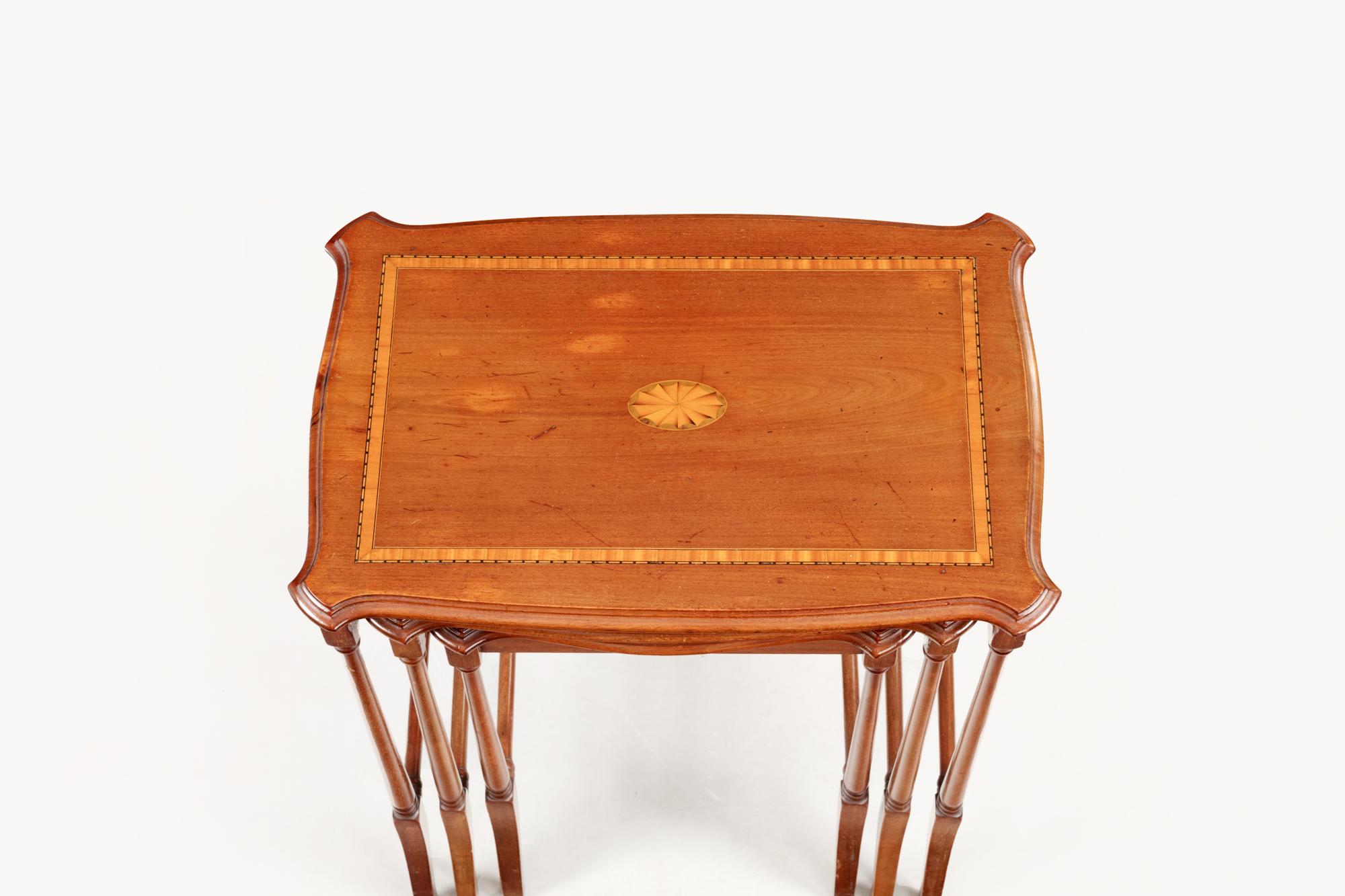 Regency 19th Century Nest of Mahogany Tables with Satinwood Banding
