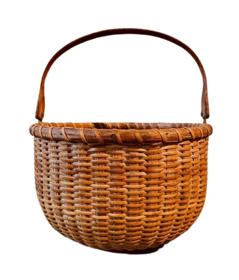 Hand-Woven 19th Century Nest of Three Nantucket Lightship Baskets For Sale