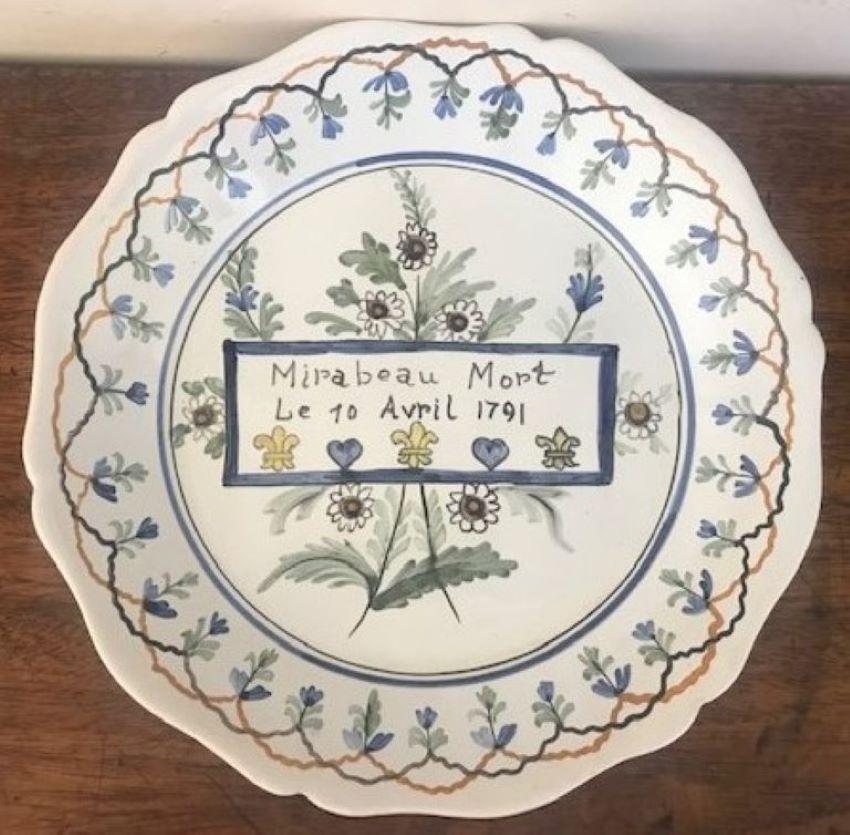 Ceramic 19th Century Nevers French Faience Hand Painted Plate For Sale