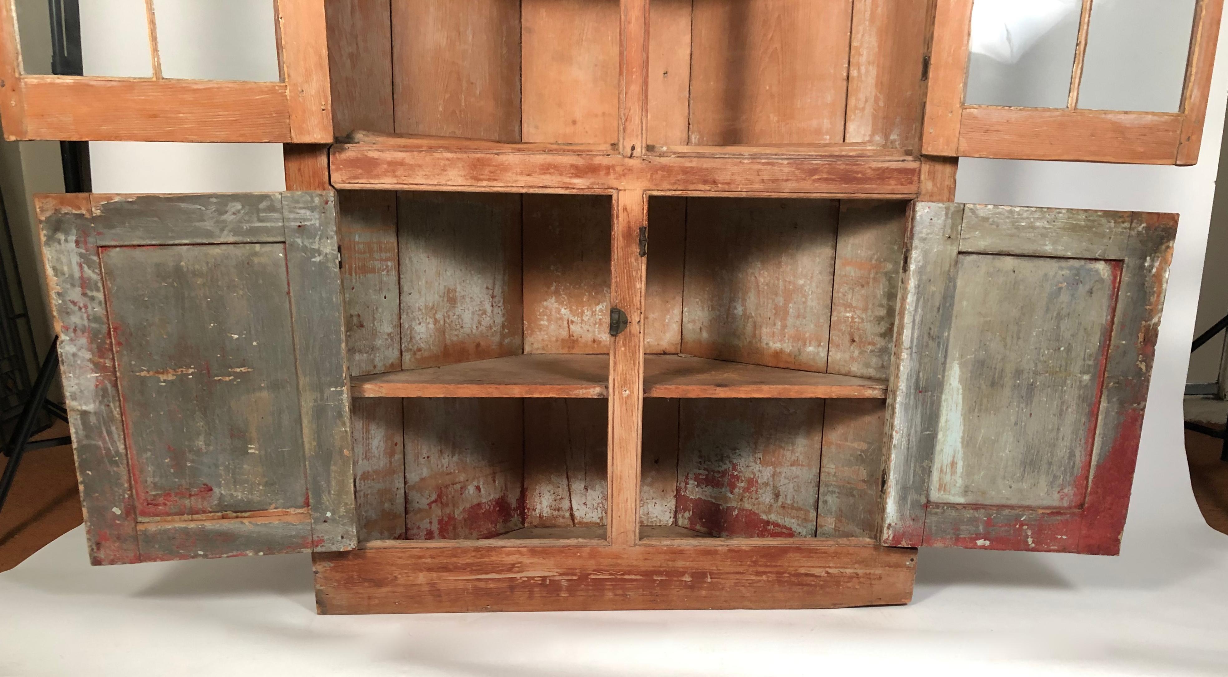 19th Century New England Country Corner Cupboard, circa 1840 9