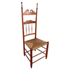 19th Century New England Rush Seat Ladder Back Chair.