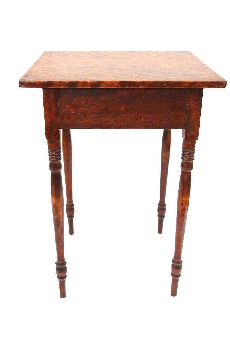 19th Century New England Sheraton Flame Birch One-Drawer Stand For Sale 3