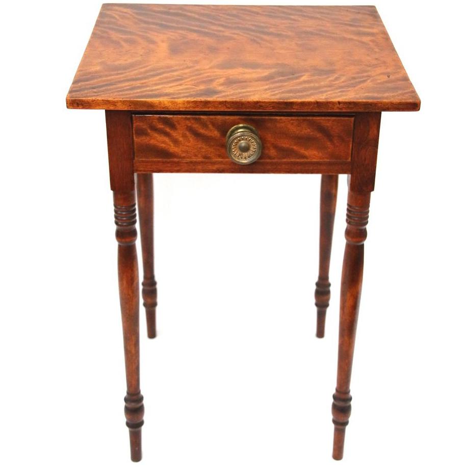 19th Century New England Sheraton Flame Birch One-Drawer Stand For Sale