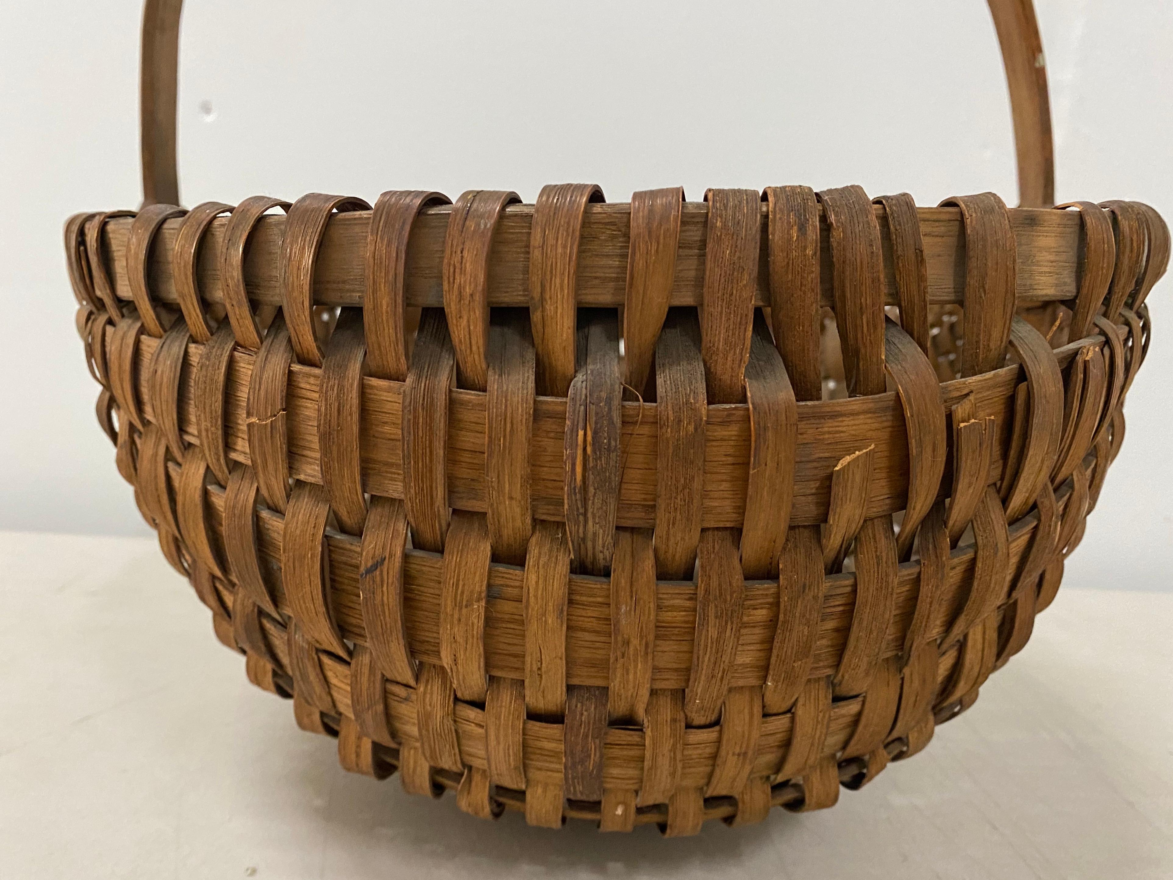 19th Century New England Splint Oak Basket For Sale at 1stDibs 19th