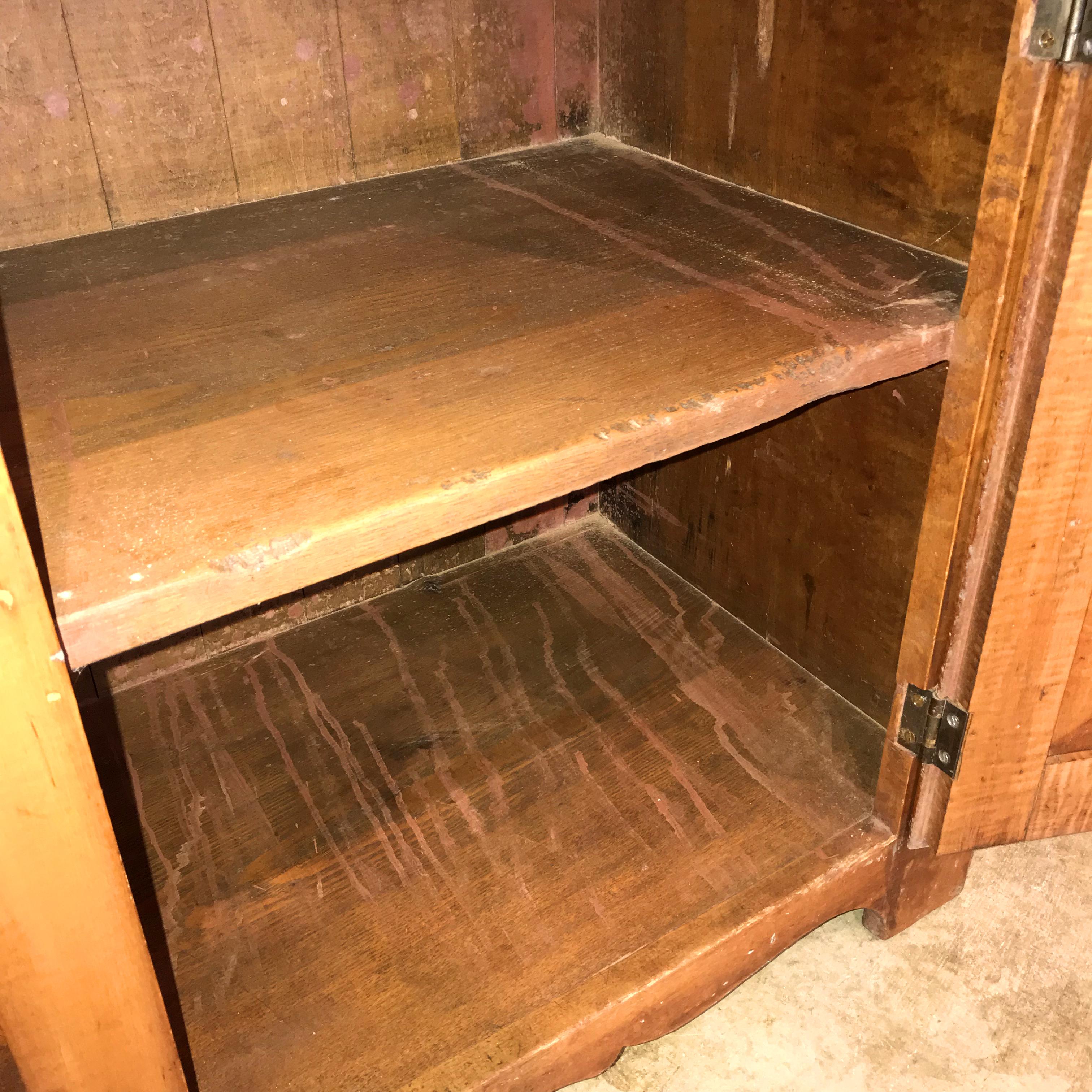 19th Century New England Two Part Tiger Maple Cupboard or Hutch 1