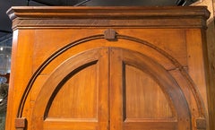19th Century New Jersey Arched Door Corner Cupboard with Blue/Gray Interior