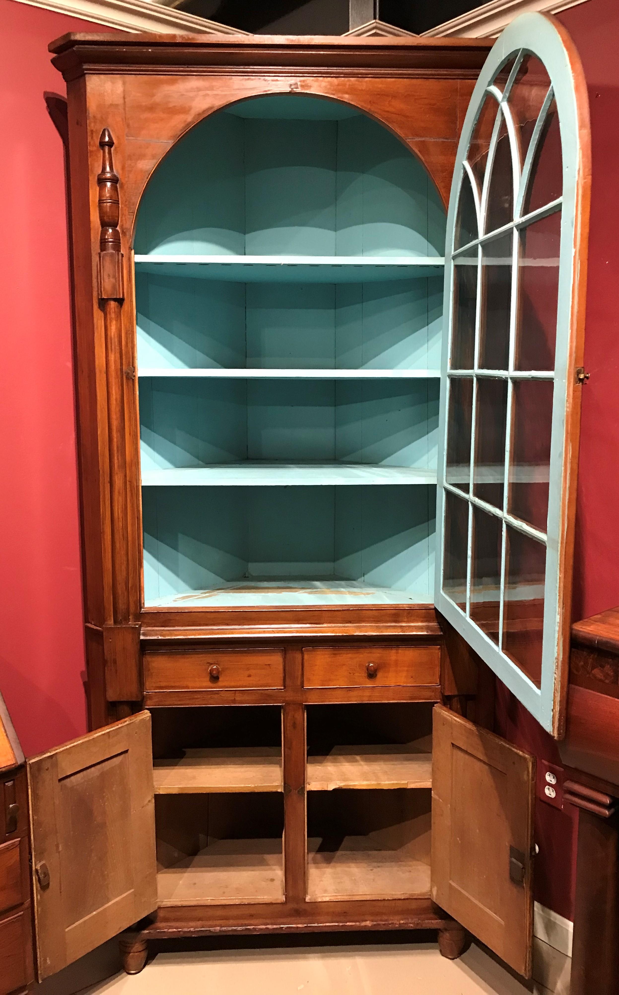 19th Century New Jersey Two Part Cherry Corner Cupboard 11