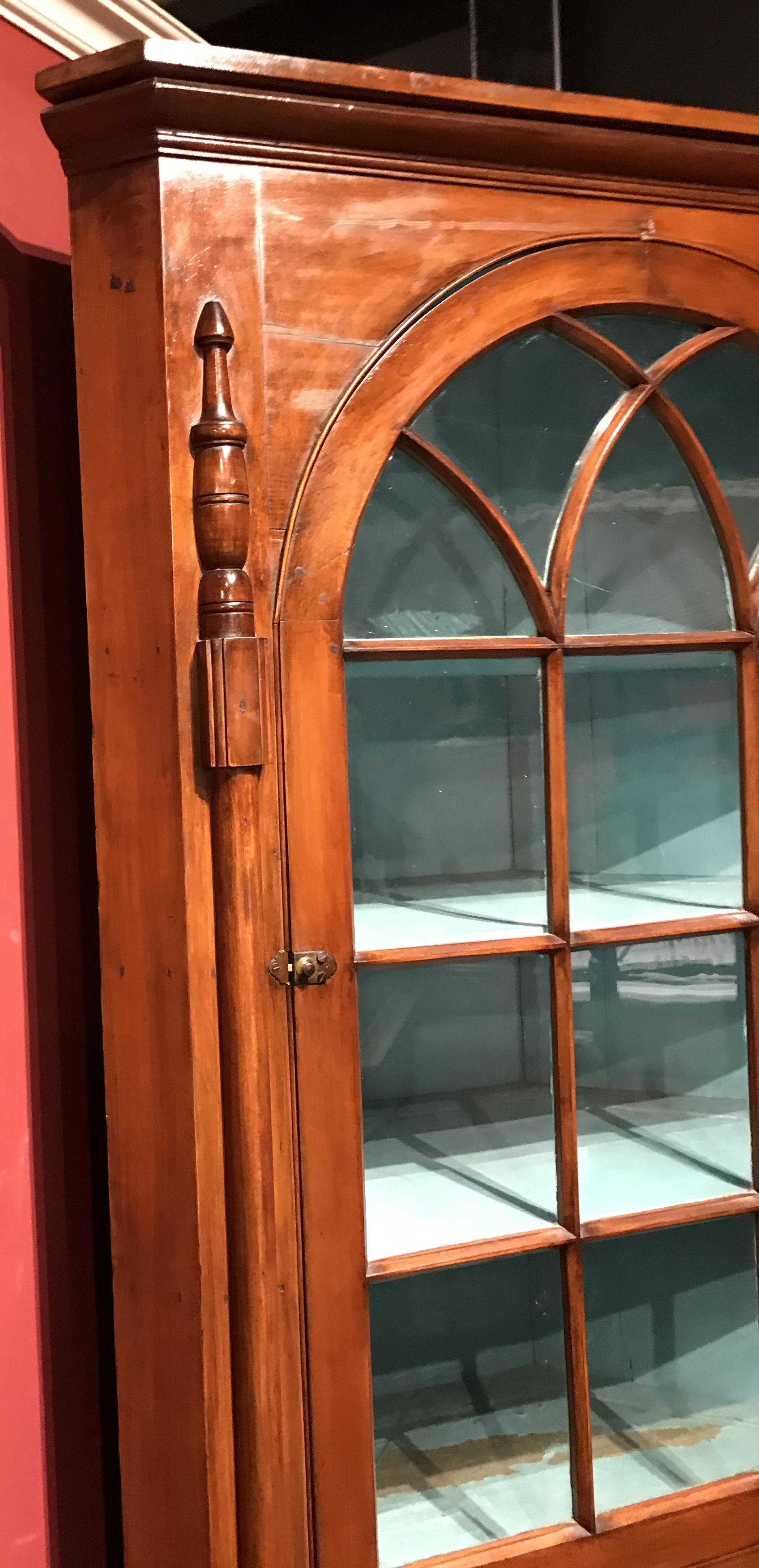 19th Century New Jersey Two Part Cherry Corner Cupboard In Good Condition In Milford, NH