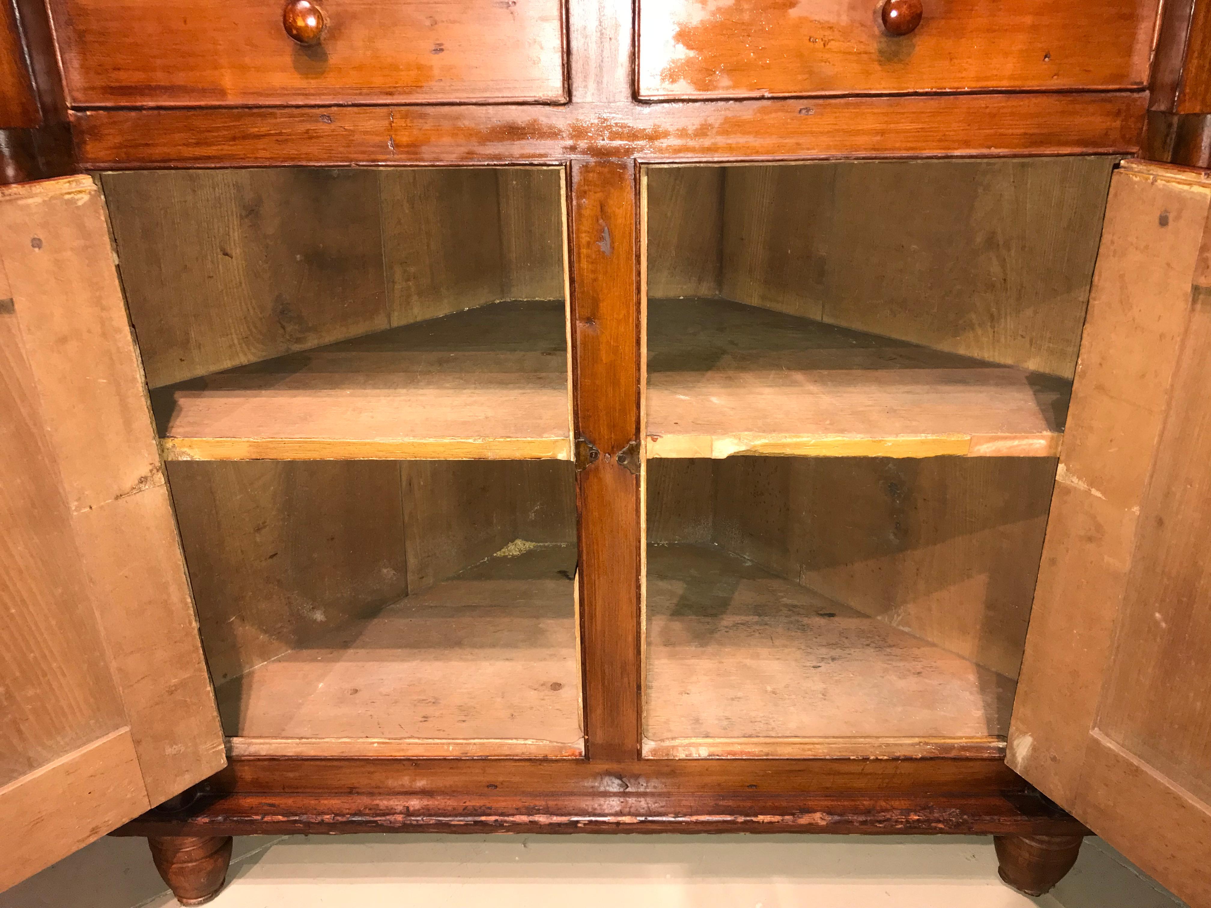 19th Century New Jersey Two Part Cherry Corner Cupboard 4