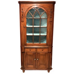 19th Century New Jersey Two Part Cherry Corner Cupboard