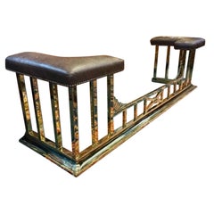 19th Century Newly Shined Leather and Brass Club Fender with Nail Head Decor