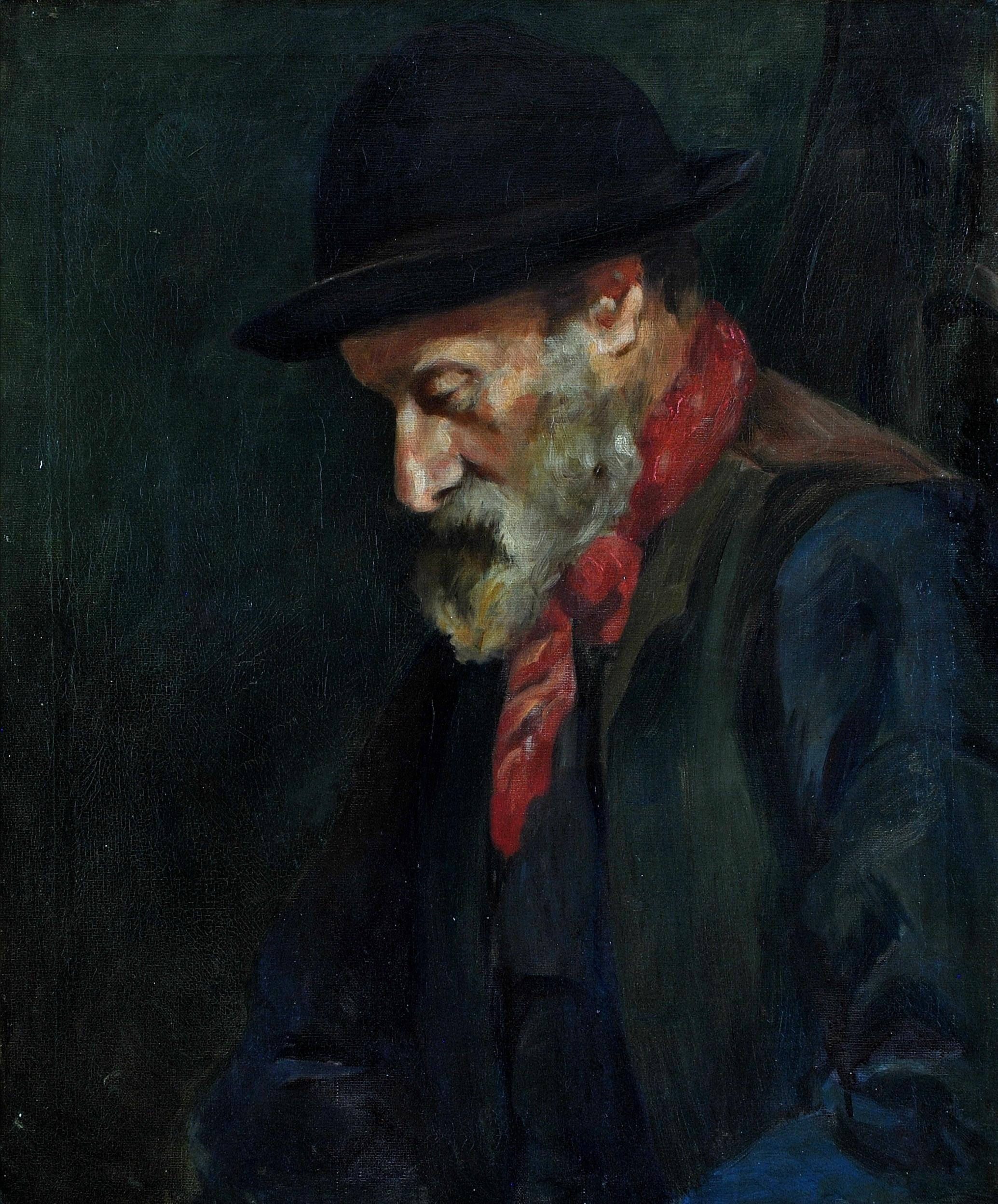 A Cornish Man - Newlyn School Antique Impressionist Portrait Oil Painting