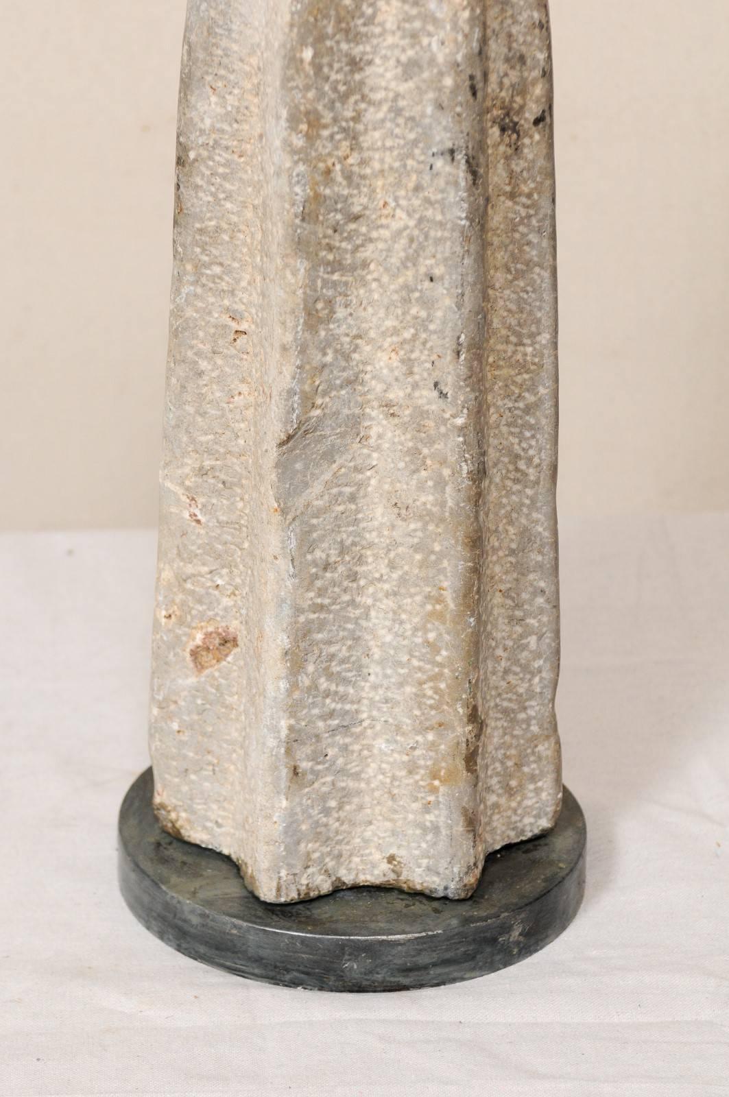 19th Century Nicely Weathered Cream Colored Millstone Table Lamp 3