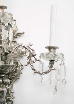 19th Century Nickel-Plated Bronze Rococo Dragon Wall Sconce Set of Four