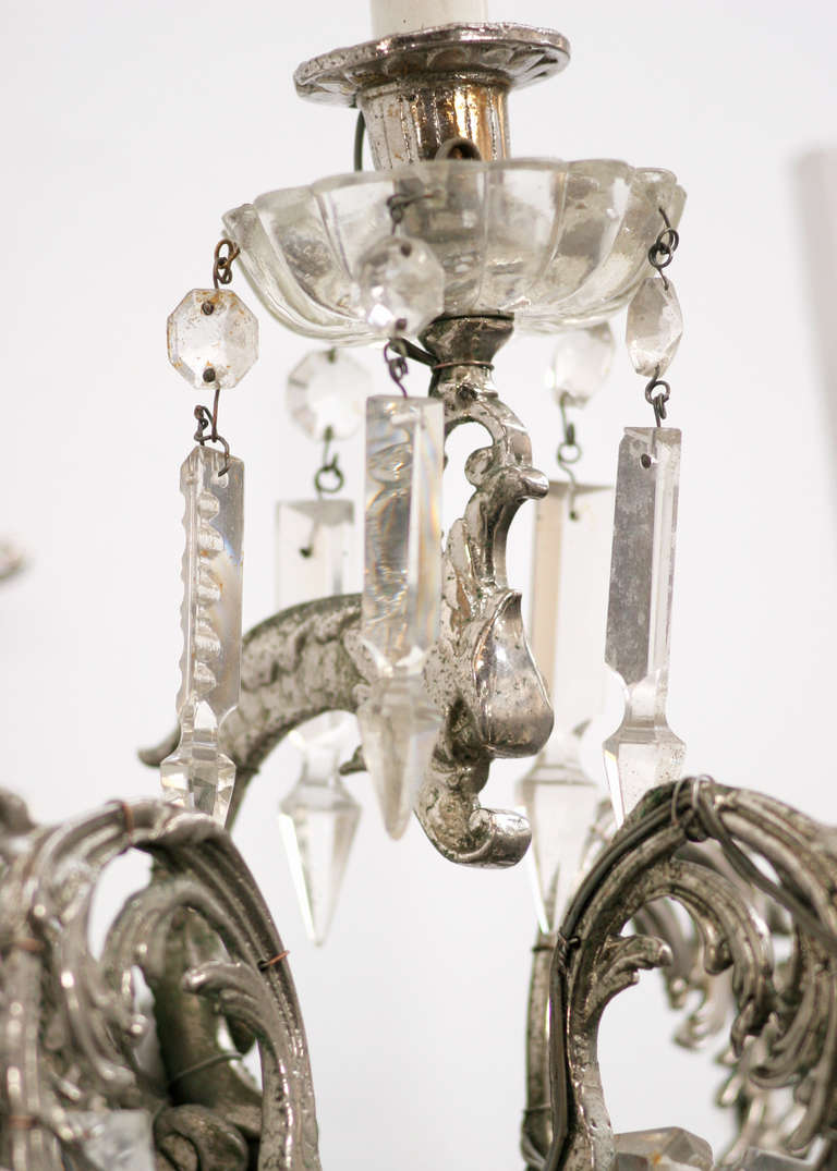 French 19th Century Nickel-Plated Bronze Rococo Dragon Wall Sconce Set of Four