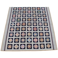 19th Century Nine Patch Bars Quilt / Large