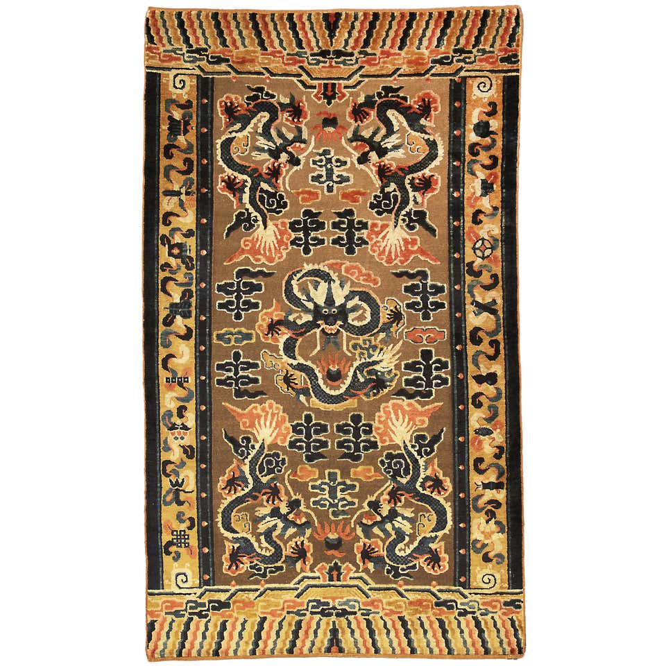 18th Century Chinese Ningxia Rug with Floral Medallion and Butterflies ...