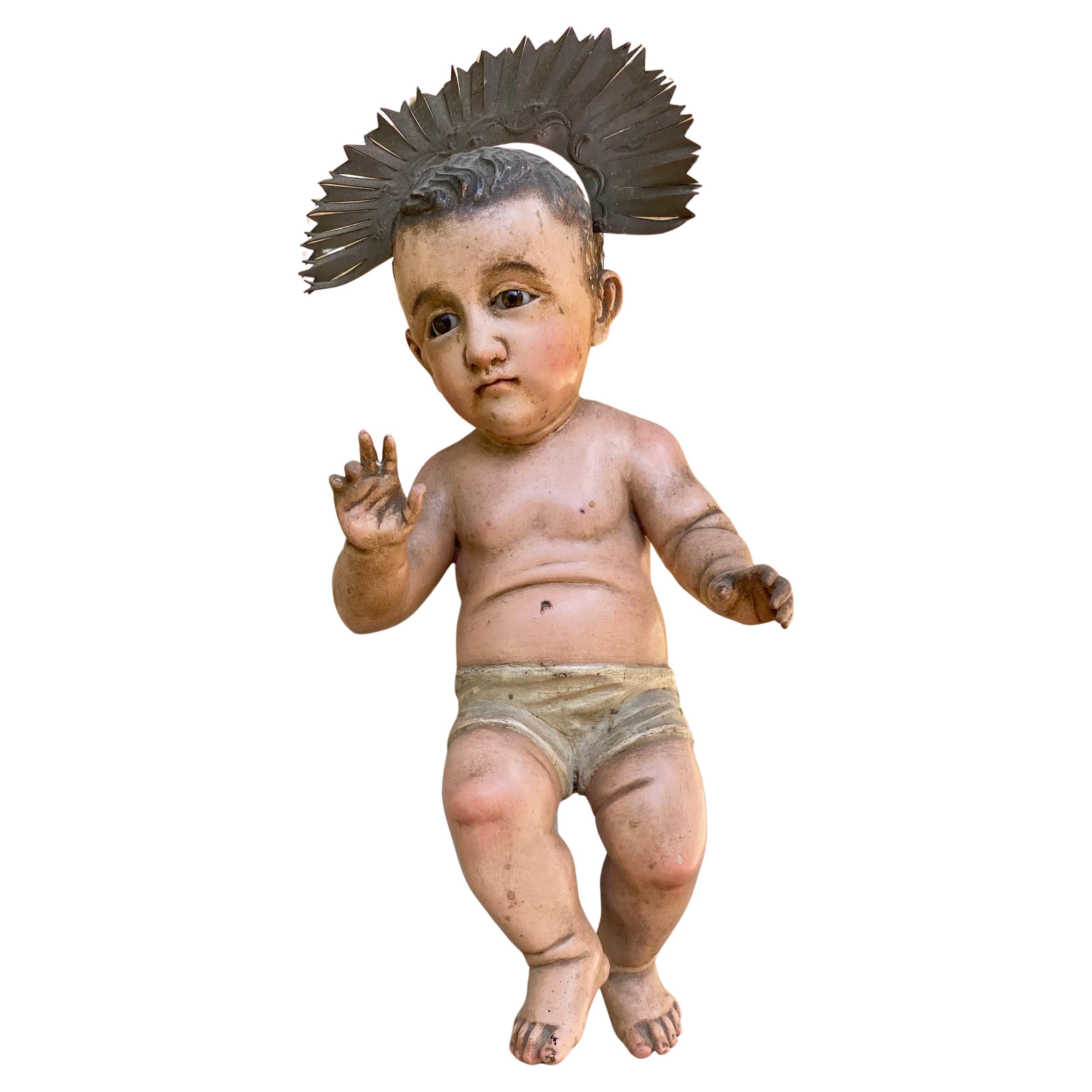 19th Century Nino With Metal Halo en vente