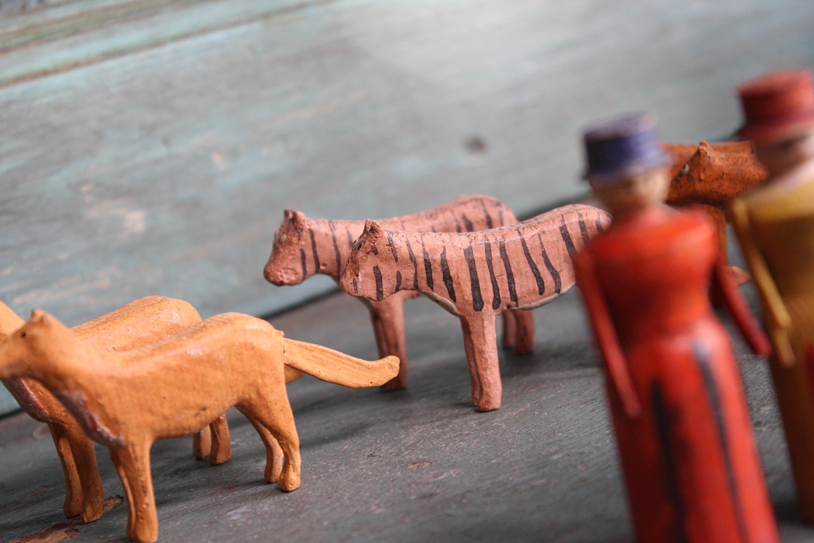 European 19th Century Noahs Ark Folk Art Hand Carved & Painted Toy