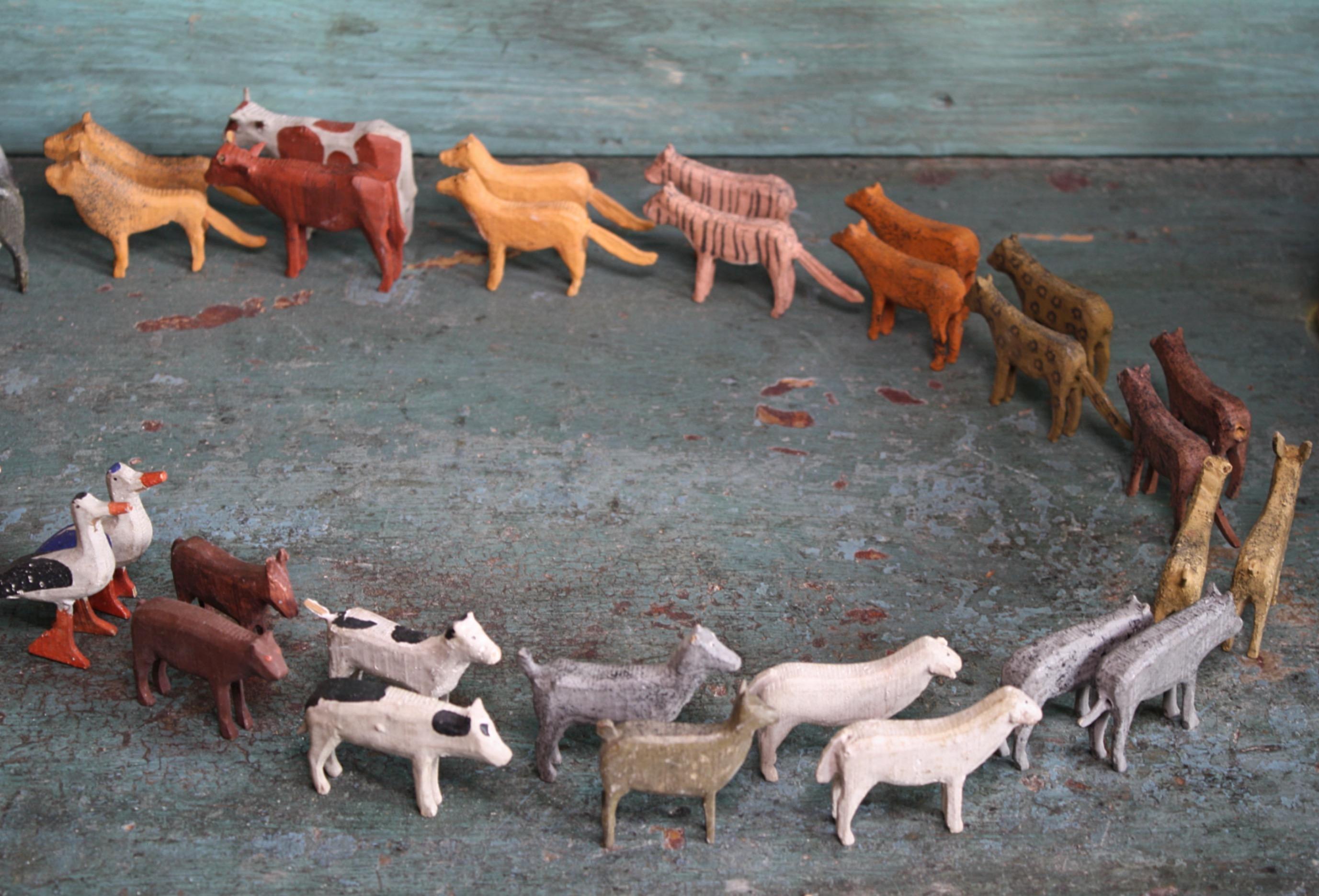 Pine 19th Century Noahs Ark Folk Art Hand Carved & Painted Toy