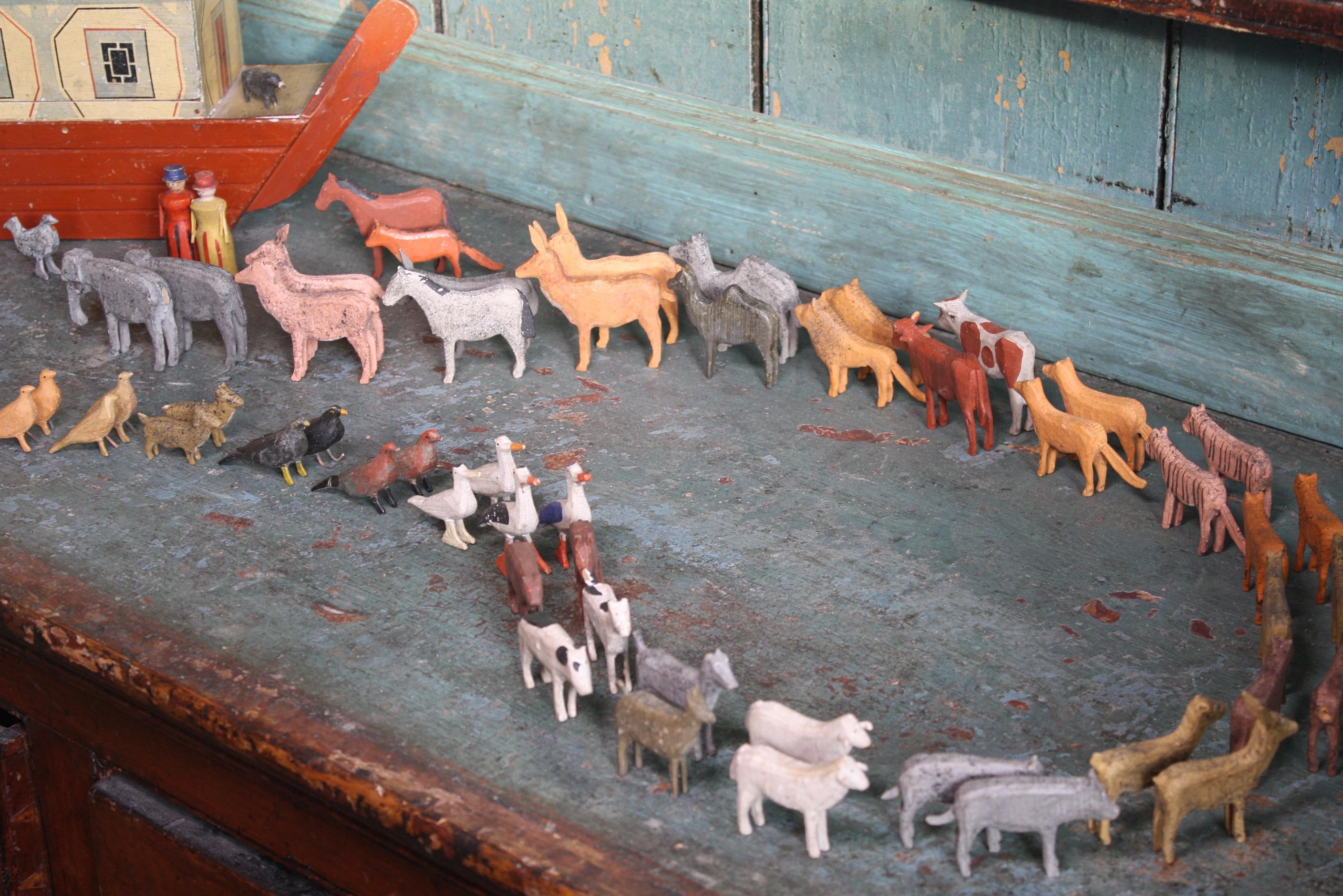 19th Century Noahs Ark Folk Art Hand Carved & Painted Toy 2