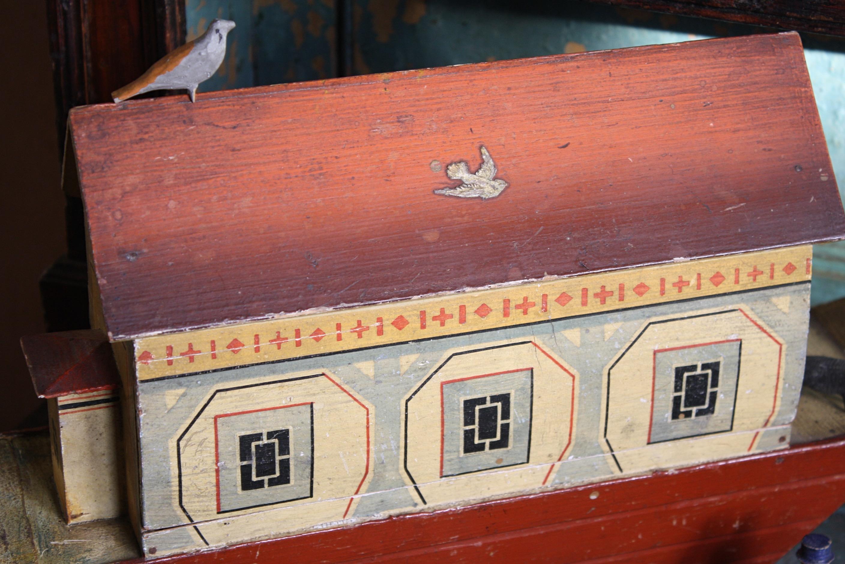 19th Century Noahs Ark Folk Art Hand Carved & Painted Toy  3