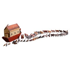 19th Century Noahs Ark Folk Art Hand Carved & Painted Toy
