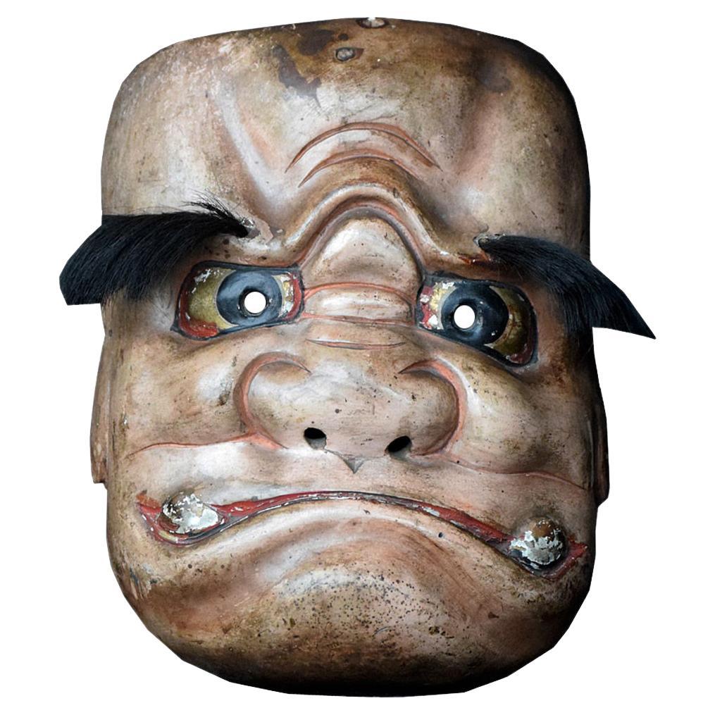 19th Century Noh Mask of a Grotesque Theatre Character