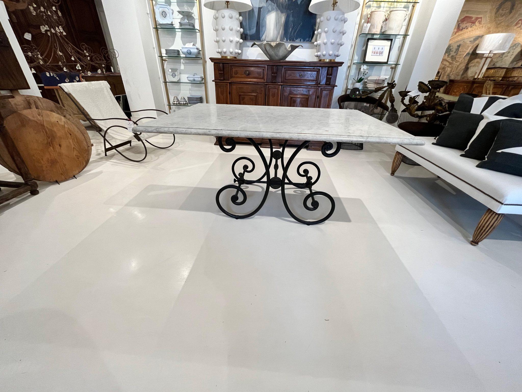 French 19th Century Noir Patisserie Table with Marble Top For Sale
