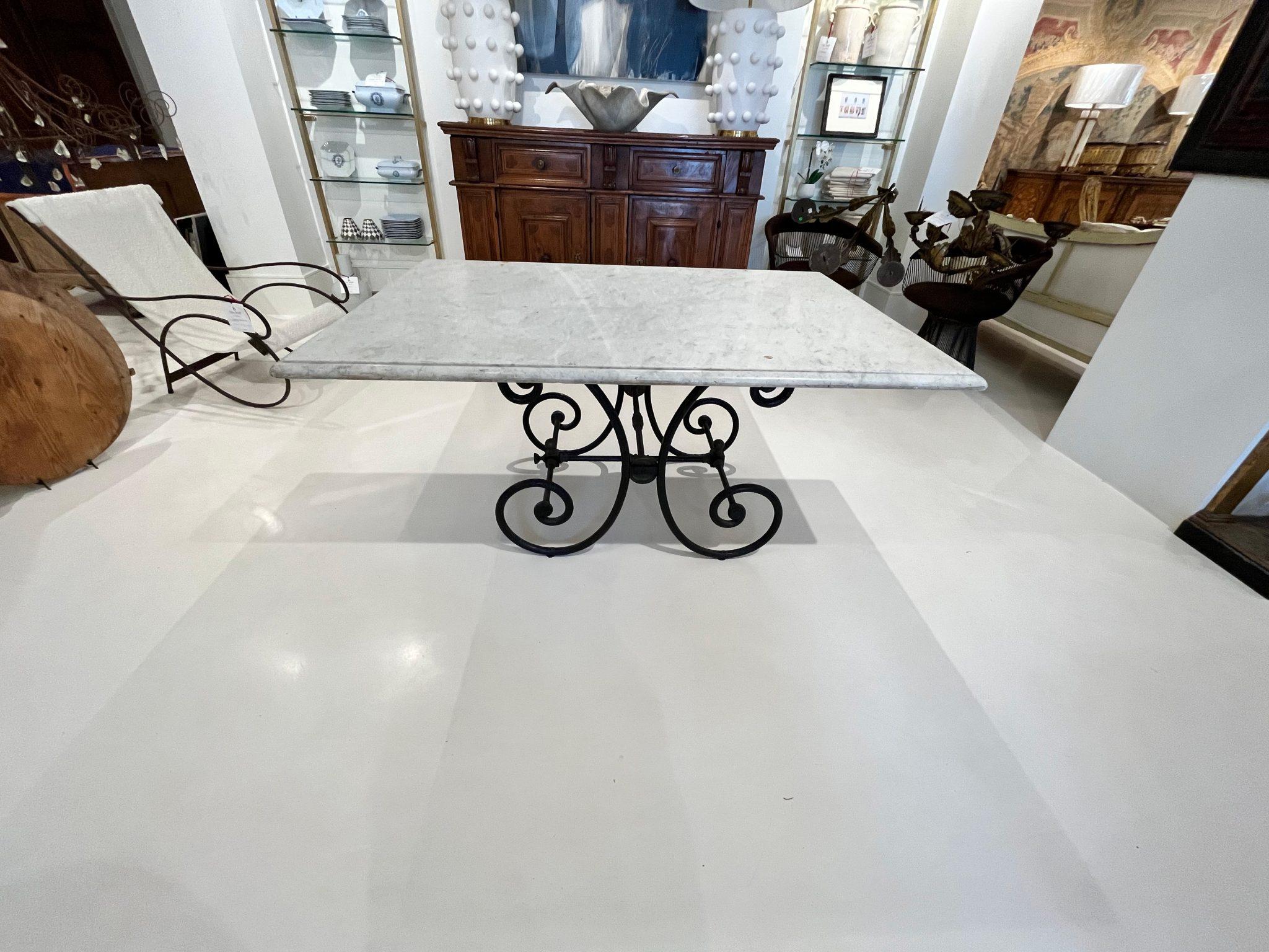 19th Century Noir Patisserie Table with Marble Top For Sale 2