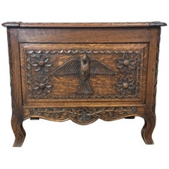 19th Century Norman Swan Chest in Carved Oak