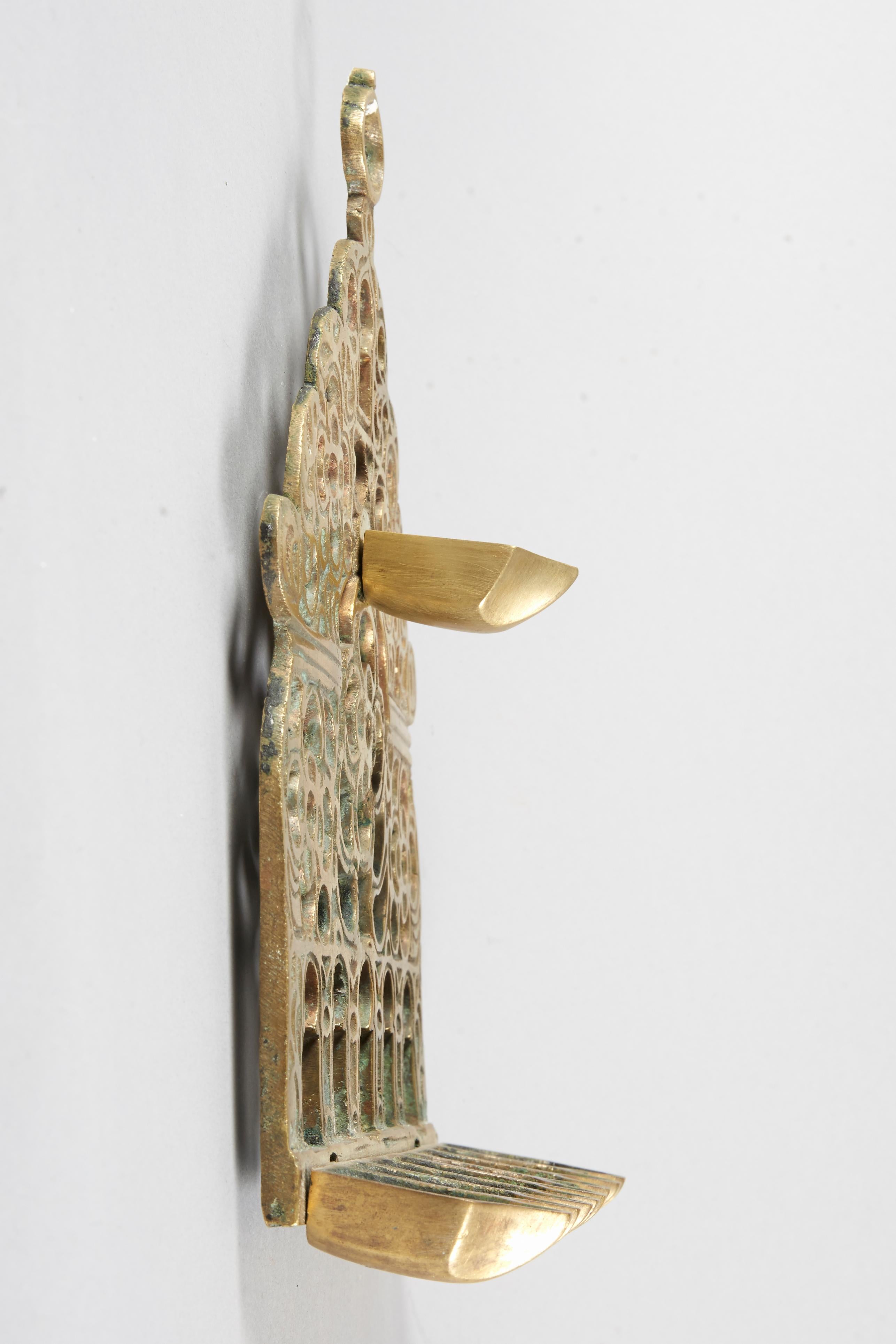 19th Century North-African Brass Hanukkah Lamp Menorah In Good Condition In New York, NY
