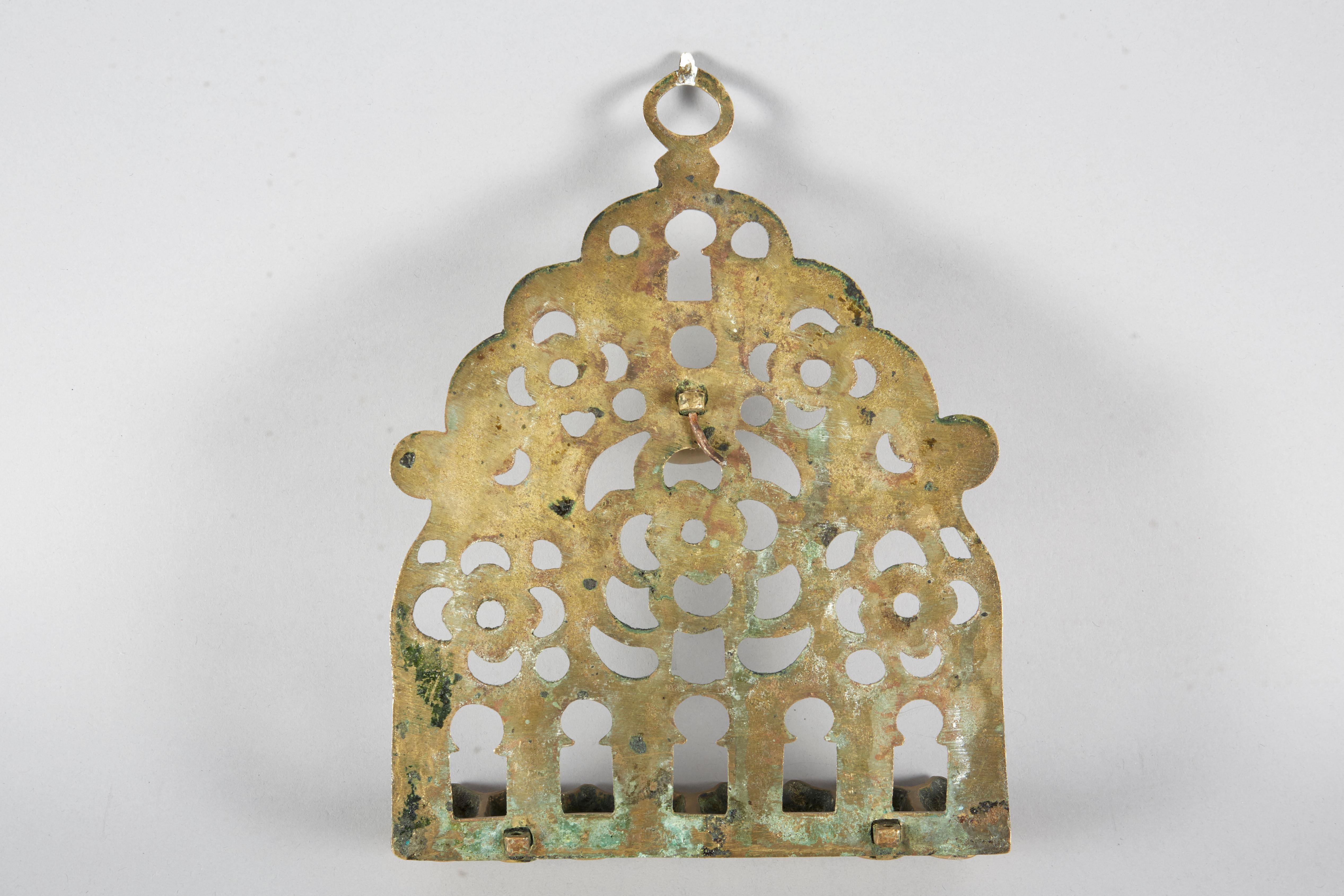19th Century North-African Brass Hanukkah Lamp Menorah 1