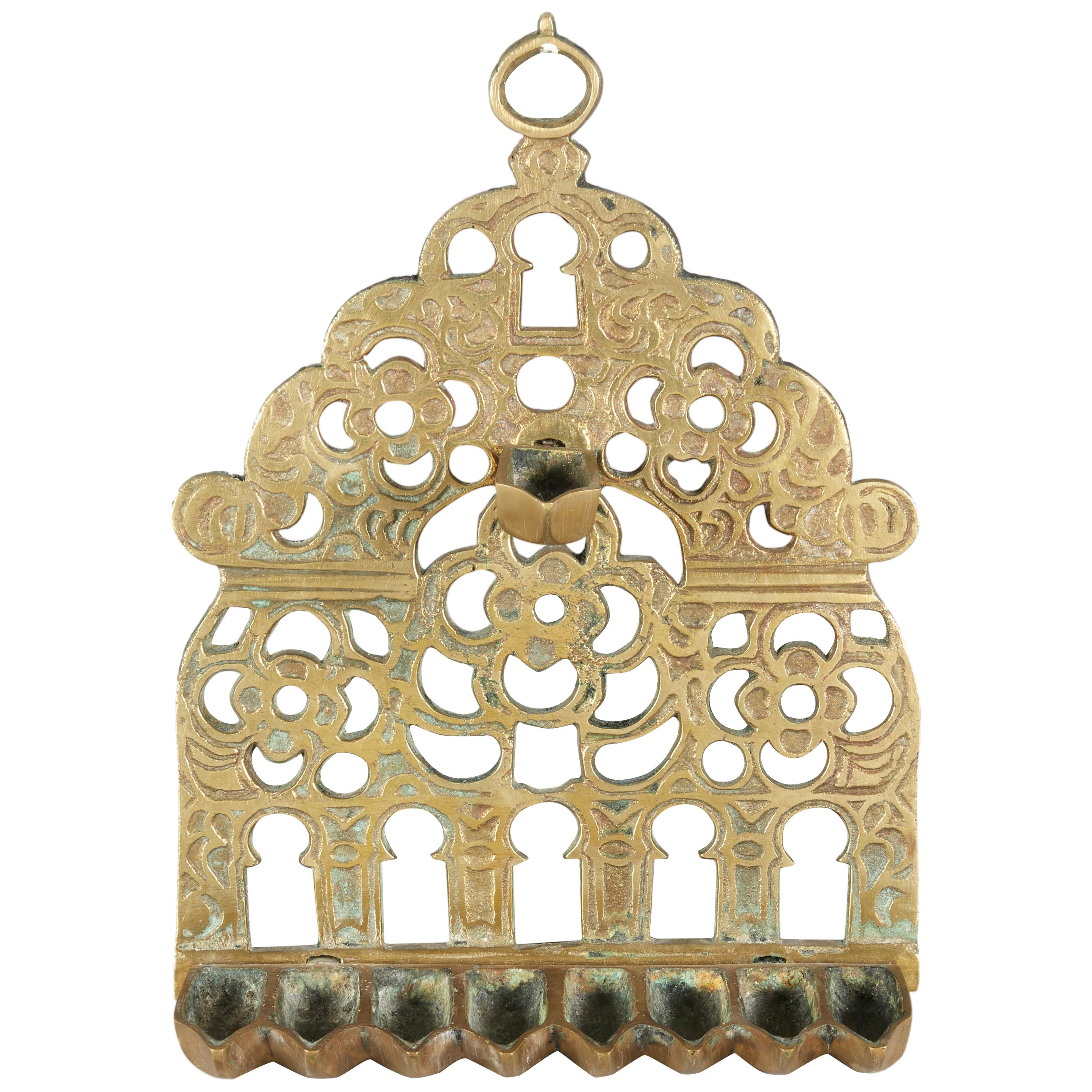 19th Century North-African Brass Hanukkah Lamp Menorah