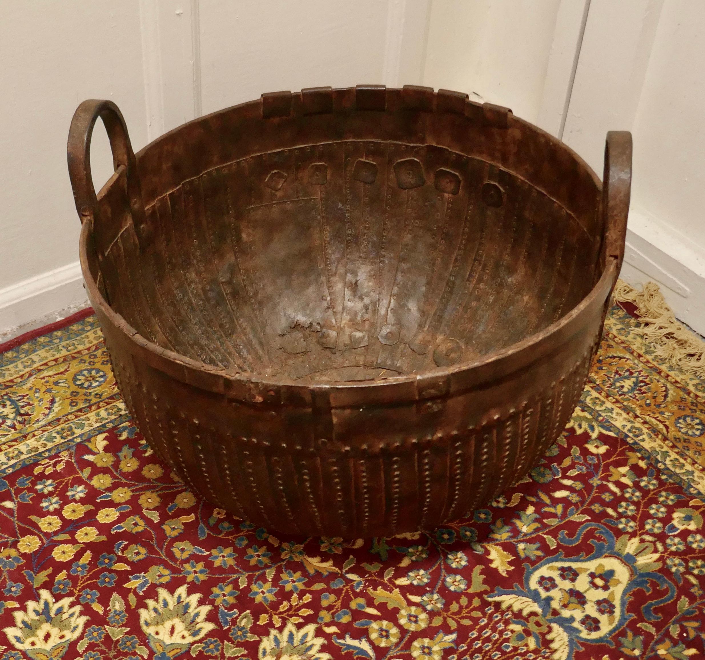 19th Century North African Cooking Pot, Brutalist Log Basket In Distressed Condition In Chillerton, Isle of Wight