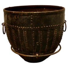 Antique 19th Century North African Cooking Pot, Brutalist Log Basket