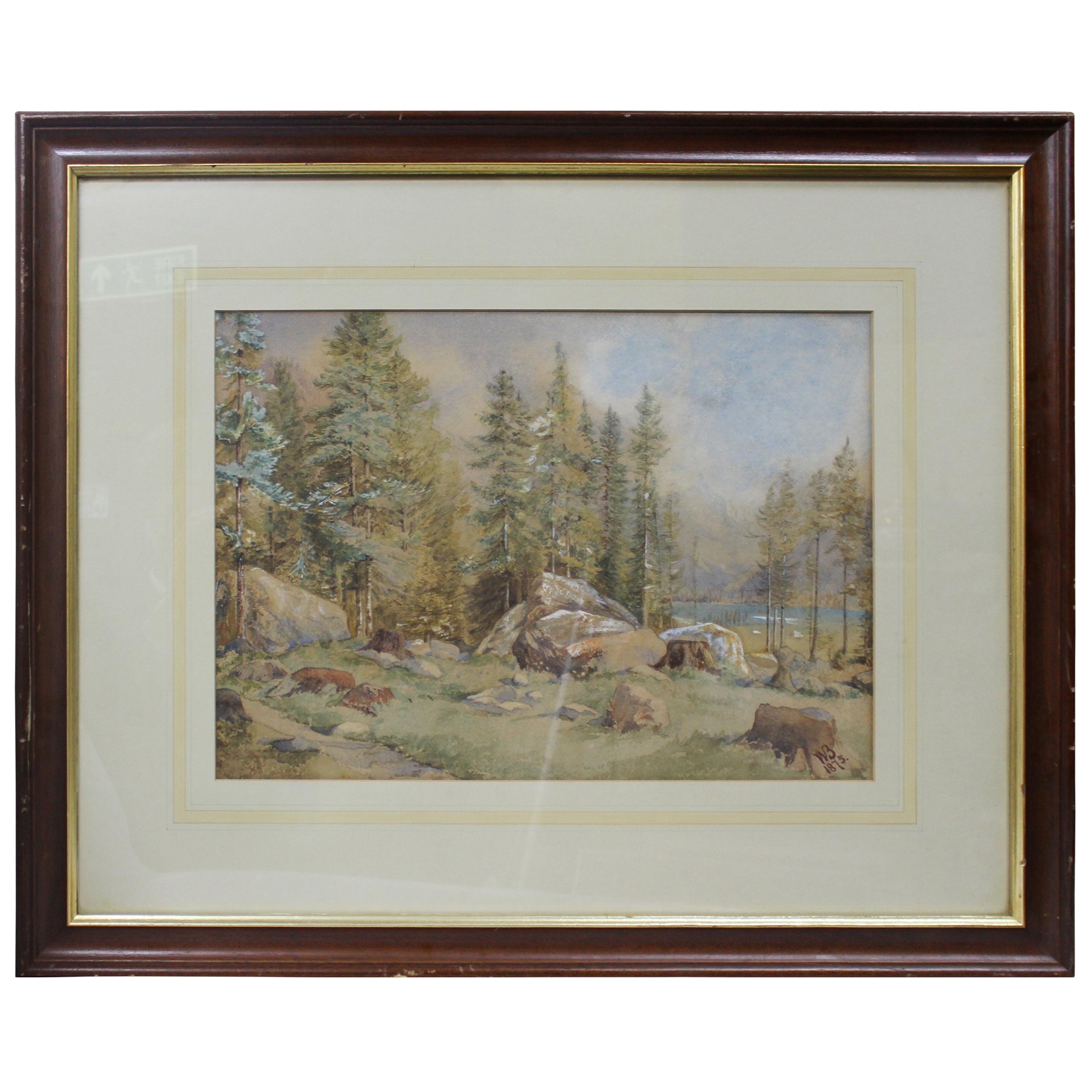19th Century North American Landscape Watercolor For Sale