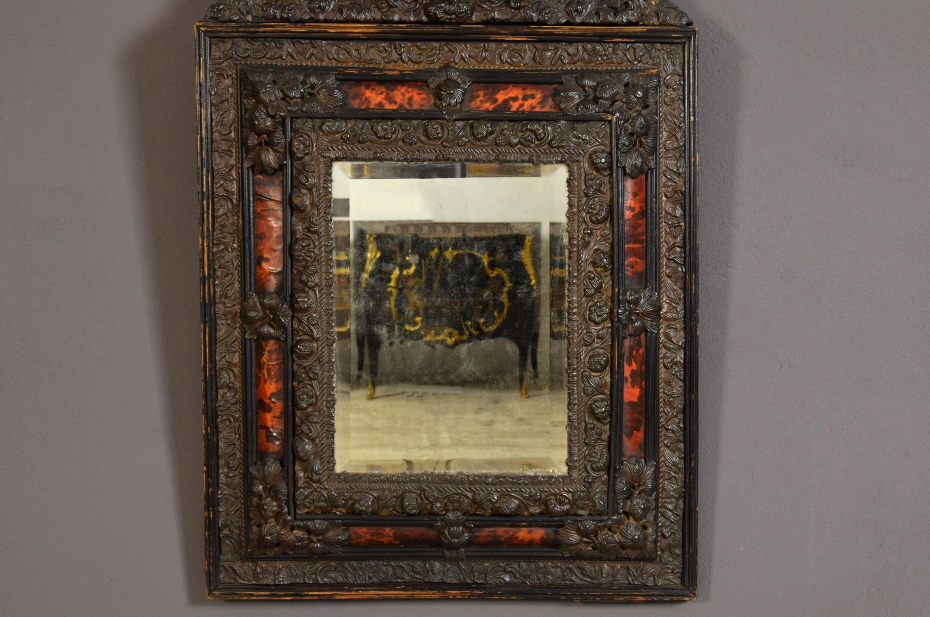 Regency 19th Century, Northern Europe Embossed and Burnished Metal Mirror For Sale