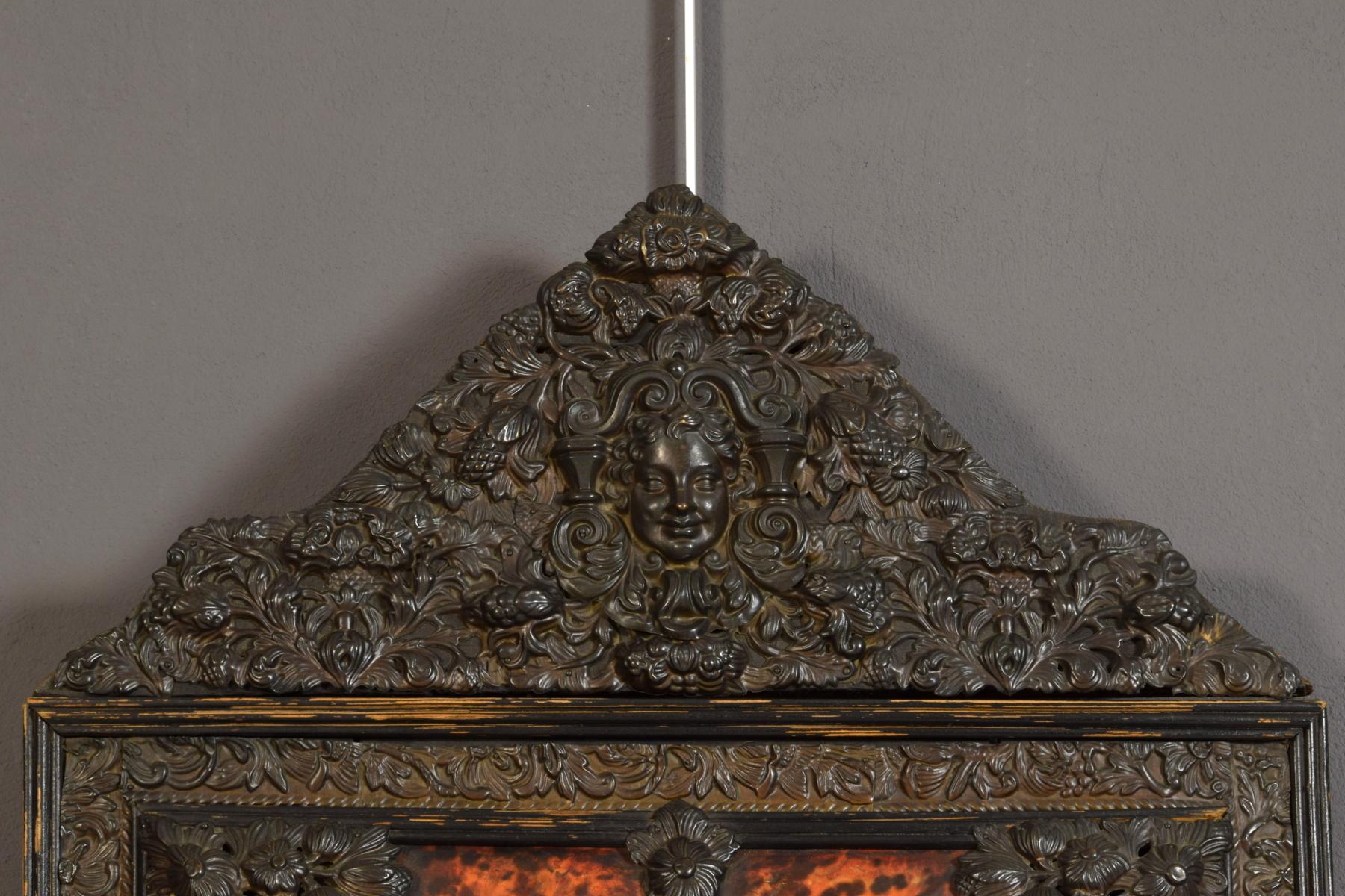 19th Century, Northern Europe Embossed and Burnished Metal Mirror For Sale 4